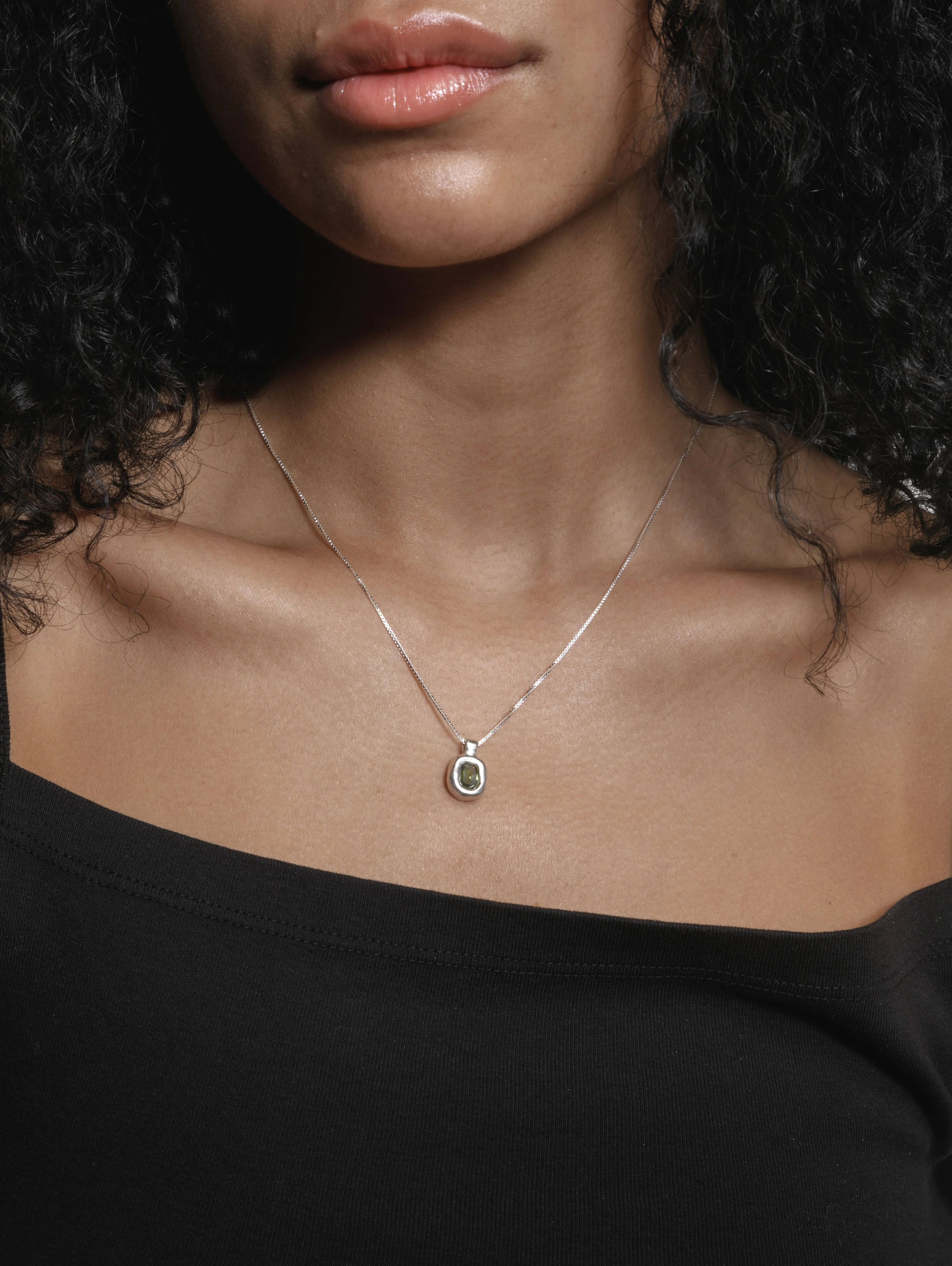 Freya Necklace in Green and Sterling Silver