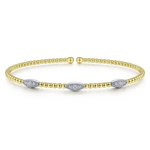 Gabriel & Co. Bujukan Diamond Marquise Stations Bangle Bracelet