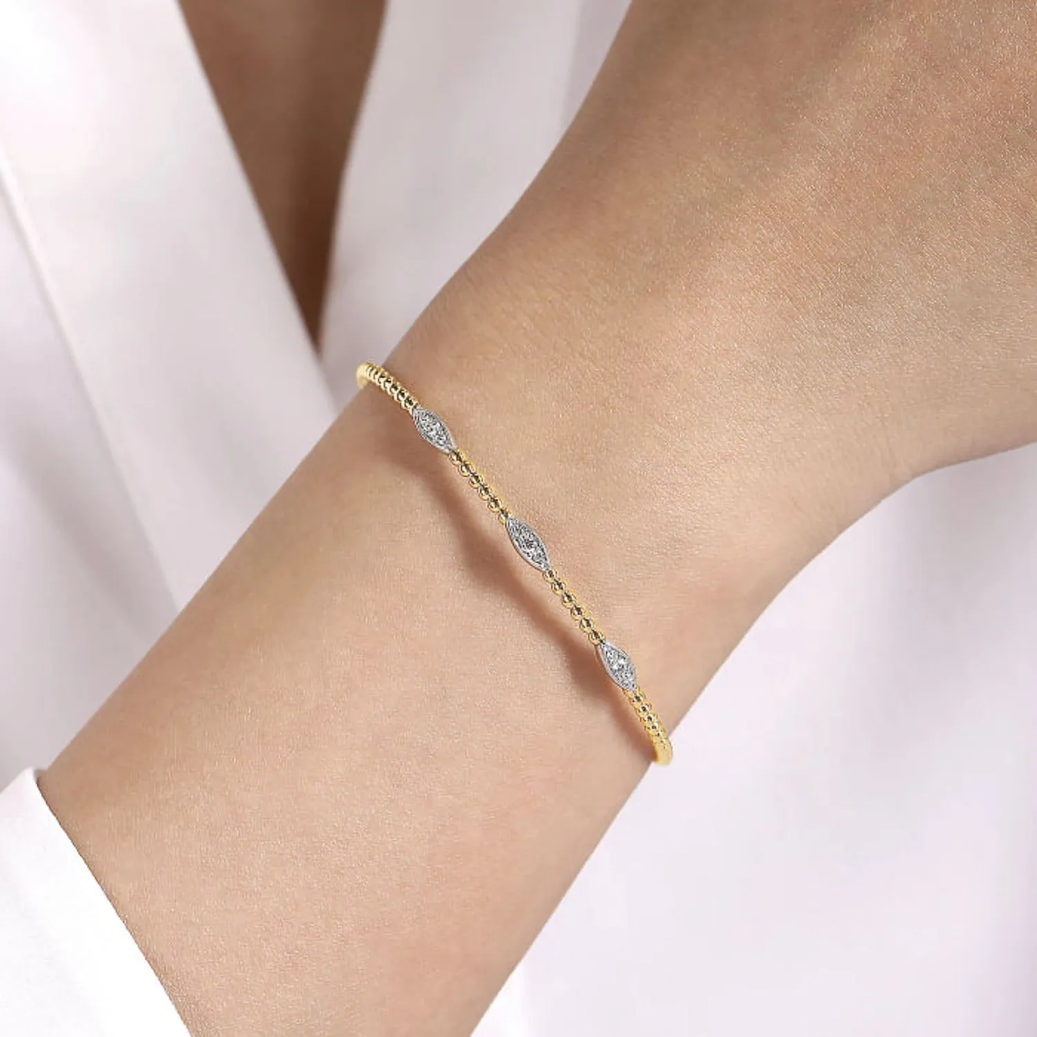 Gabriel & Co. Bujukan Diamond Marquise Stations Bangle Bracelet
