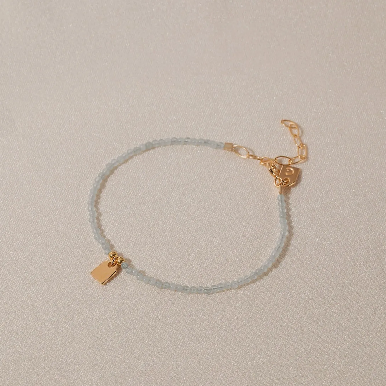 Galore Bracelet Birthstone March Aquamarine & Tag | Gold
