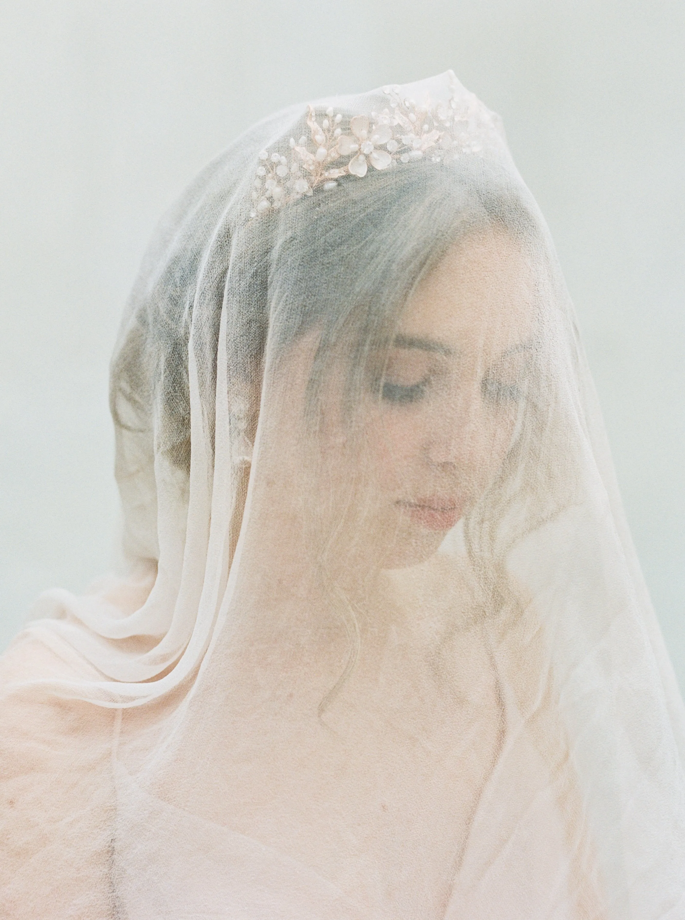 GENEVIEVE Tiara with Genuine Aquamarine and Blue Topaz Gemstone Briolettes