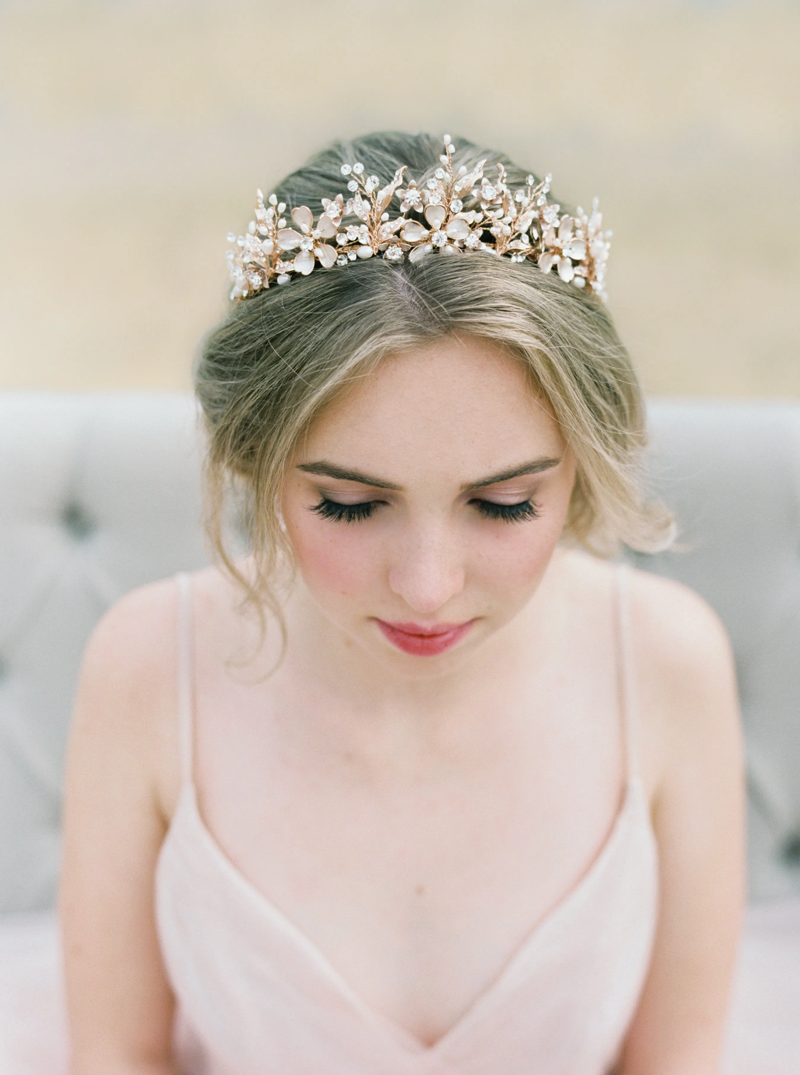GENEVIEVE Tiara with Genuine Aquamarine and Blue Topaz Gemstone Briolettes
