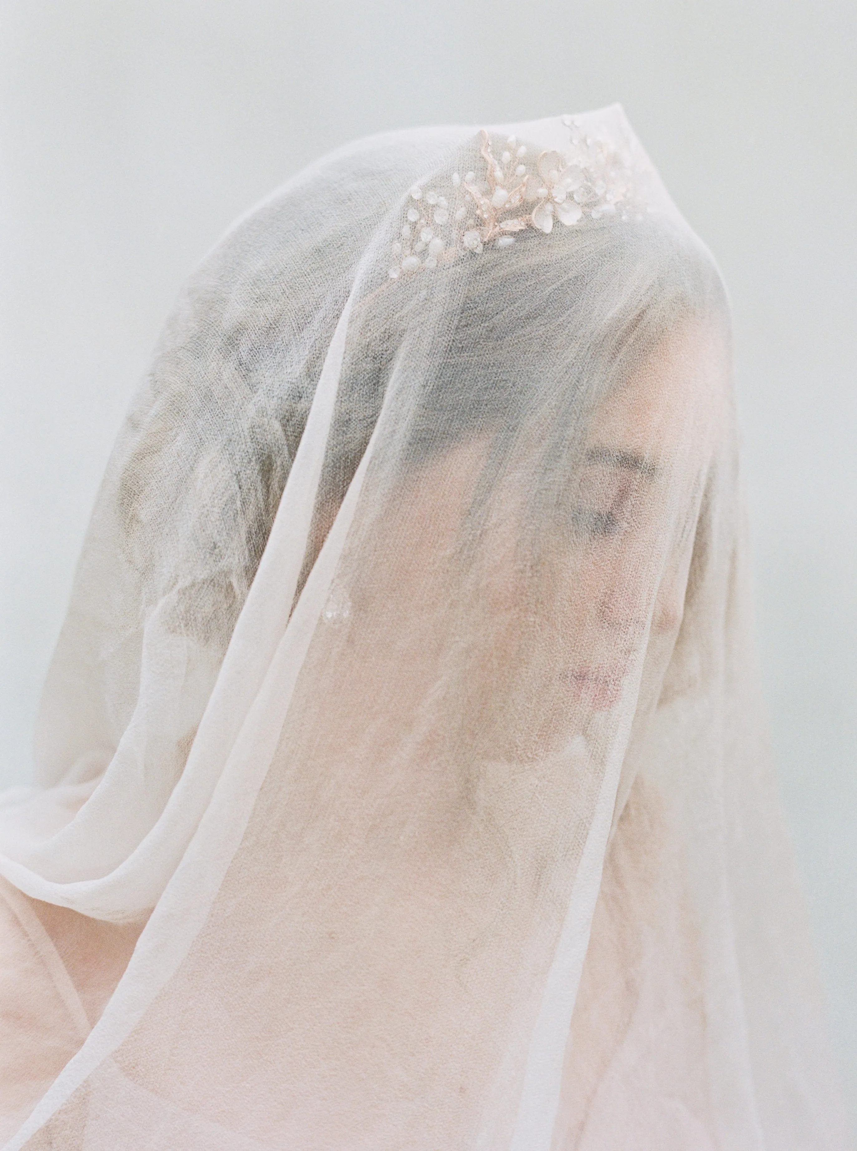 GENEVIEVE Tiara with Genuine Aquamarine and Blue Topaz Gemstone Briolettes