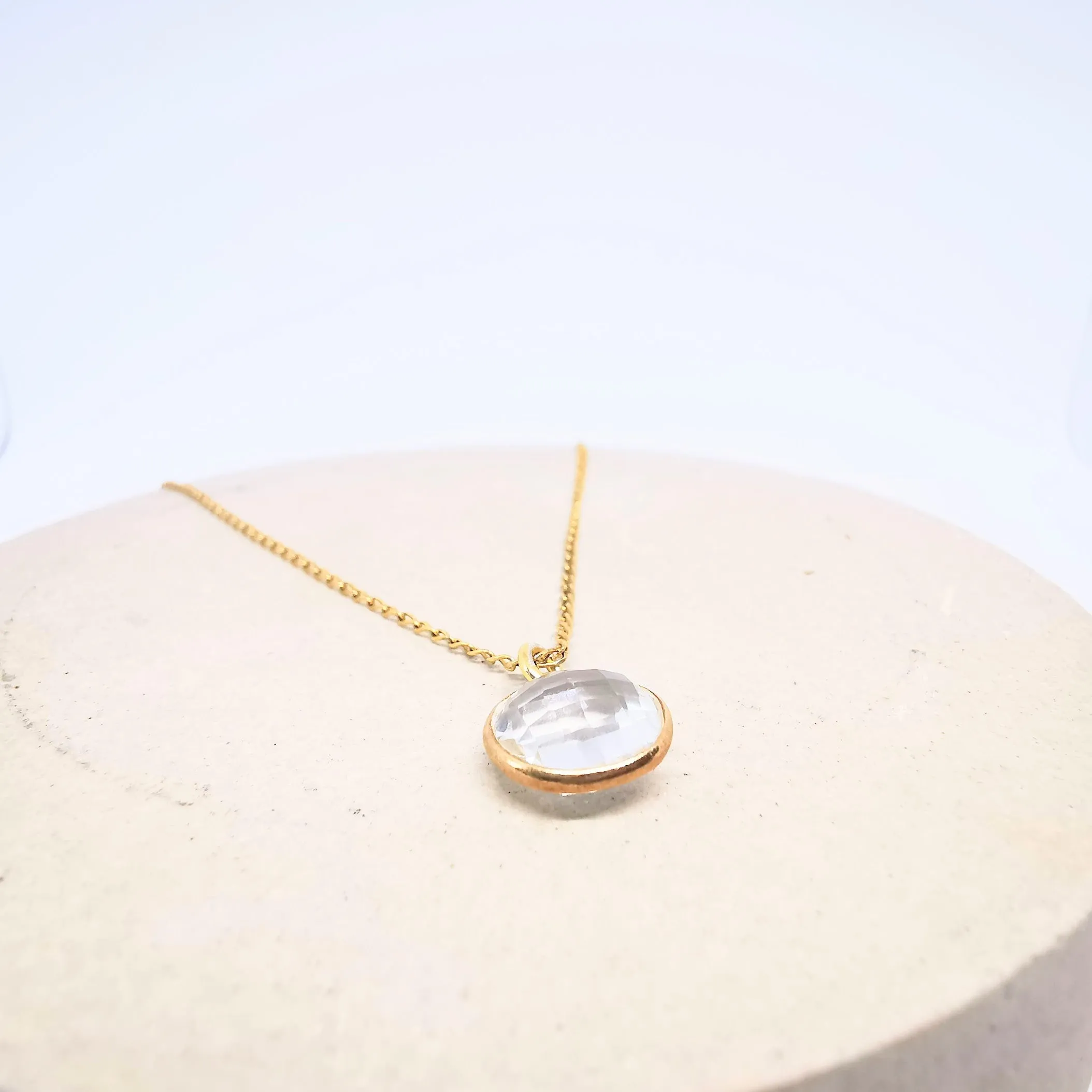 Gold Crystal Quartz Pendant Necklace
