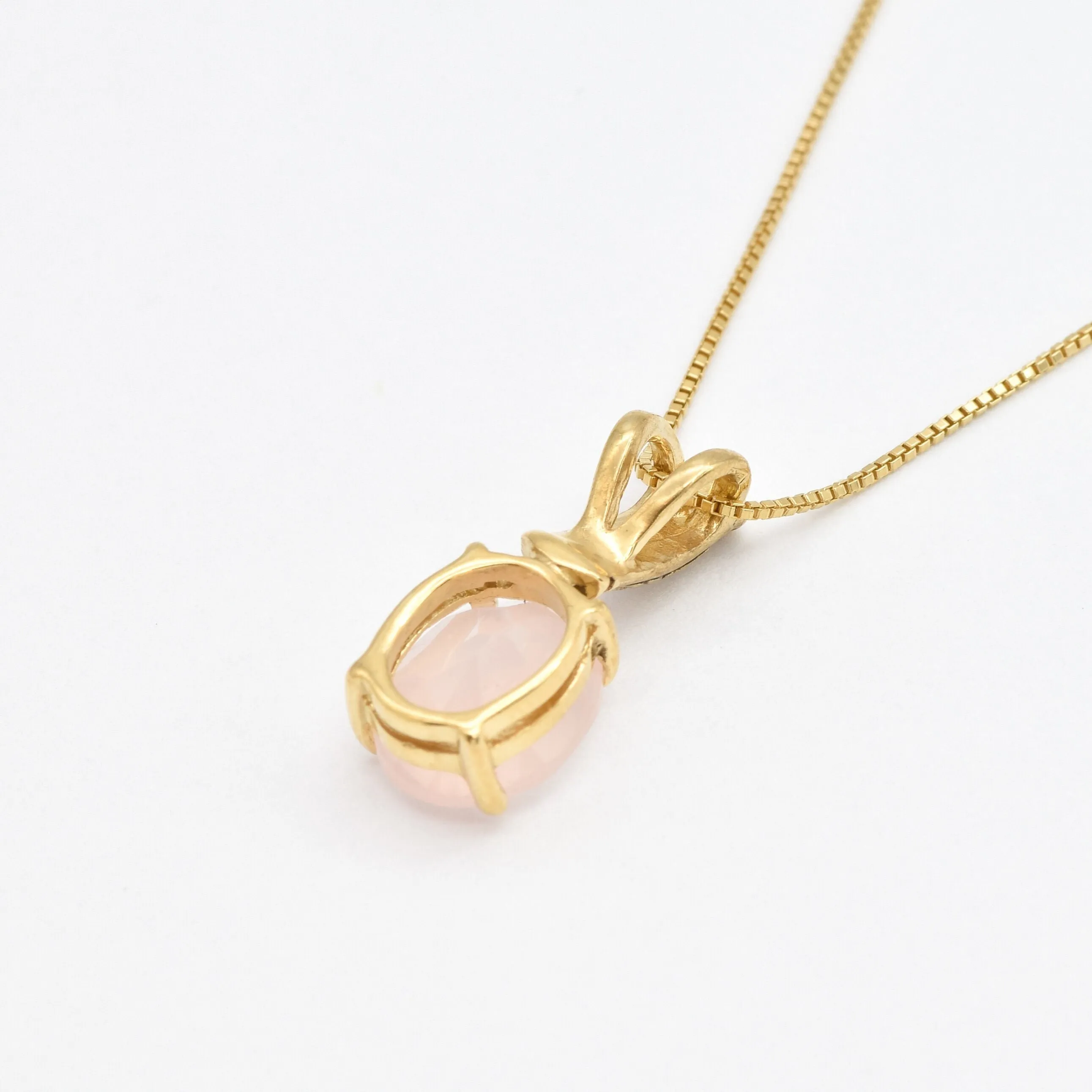 Gold Quartz Pendant - Natural Rose Quartz Necklace - Pink Boho Necklace