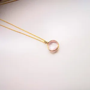 Gold Rose Quartz Pendant Necklace
