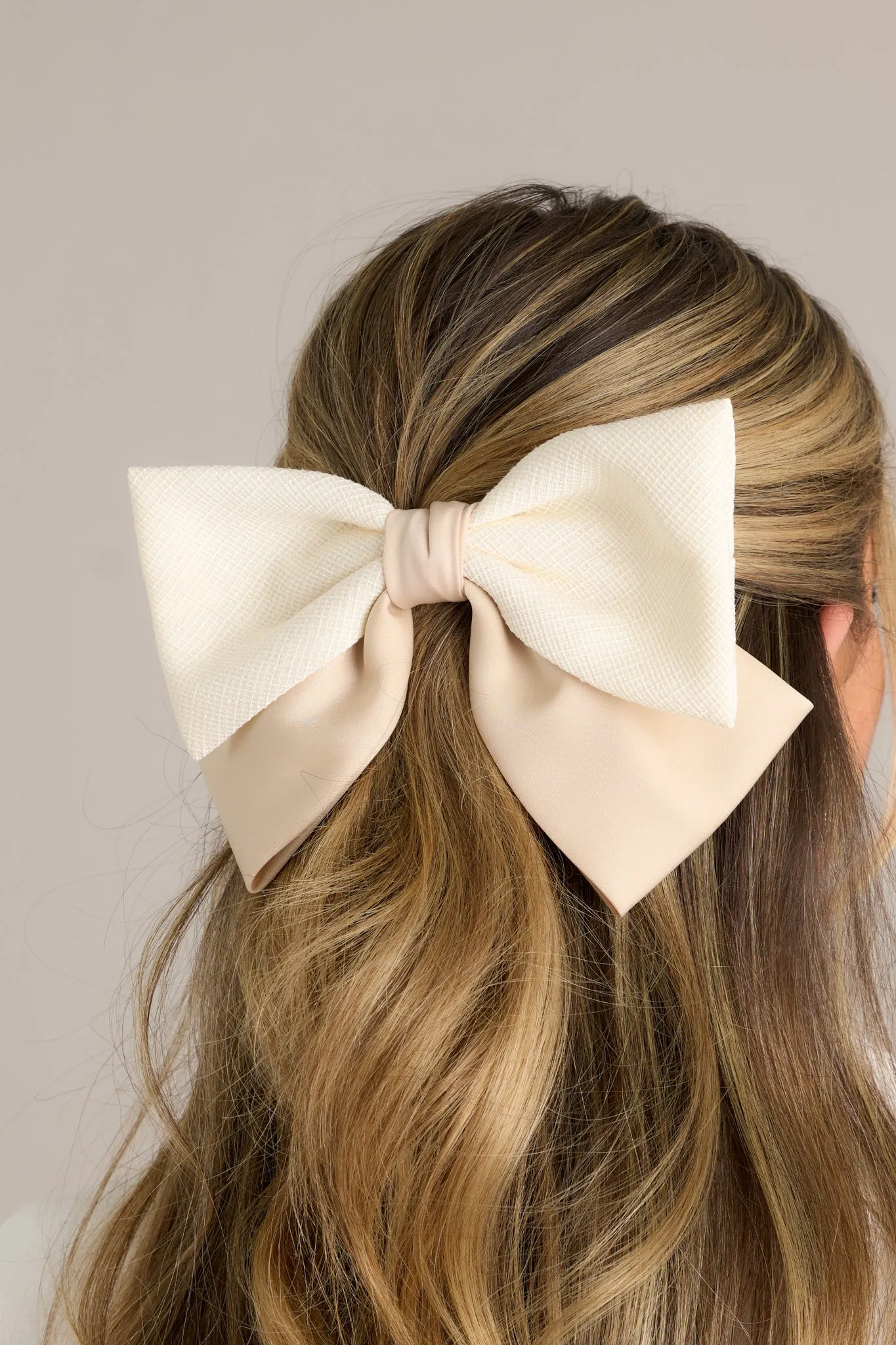 Graceful Chic Beige Bow Tie Hair Clip