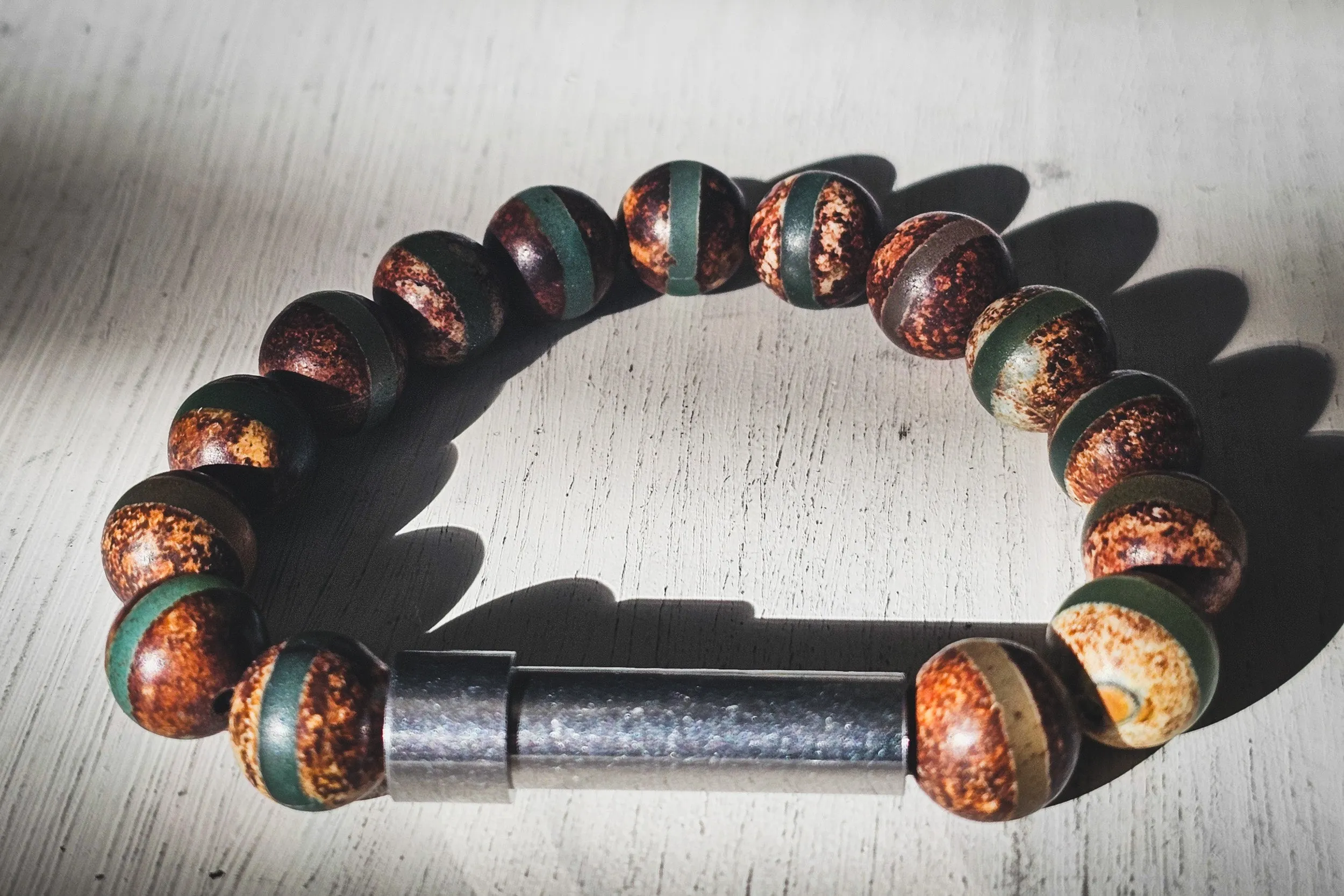 Green Tibetan Agate Healing Bracelet for Hair Fur or Ash