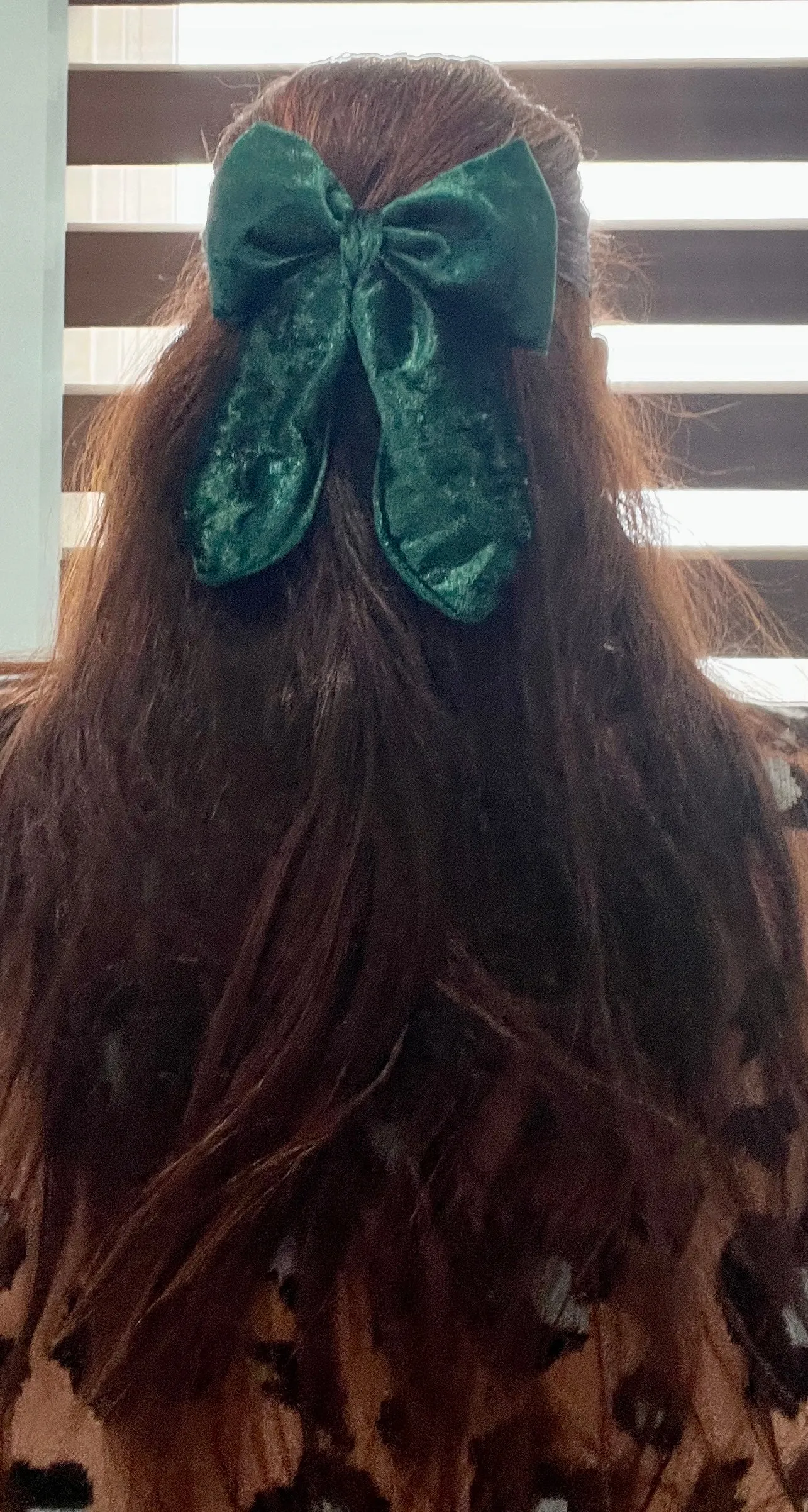 Green Velvet Hair Bow