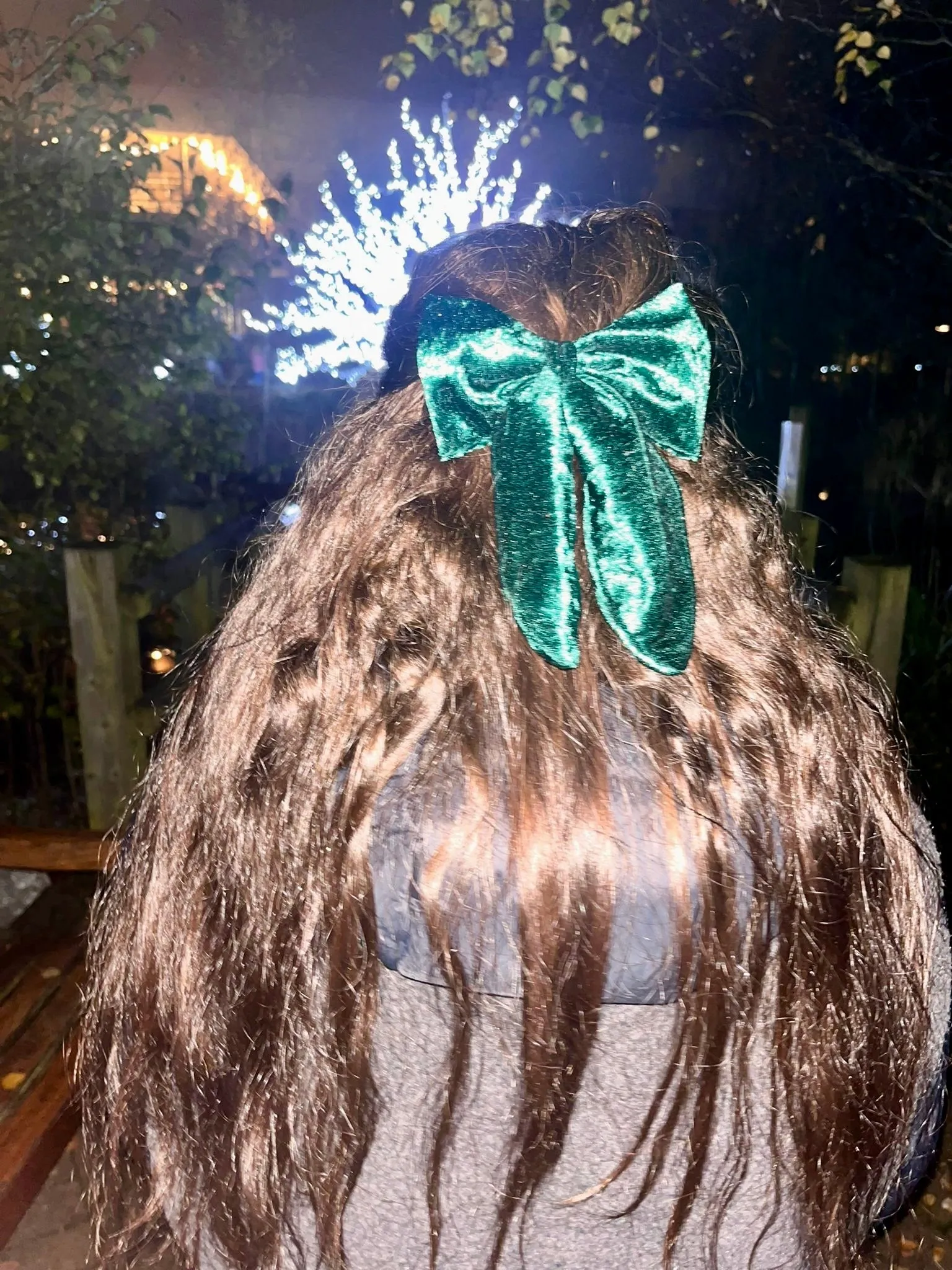 Green Velvet Hair Bow