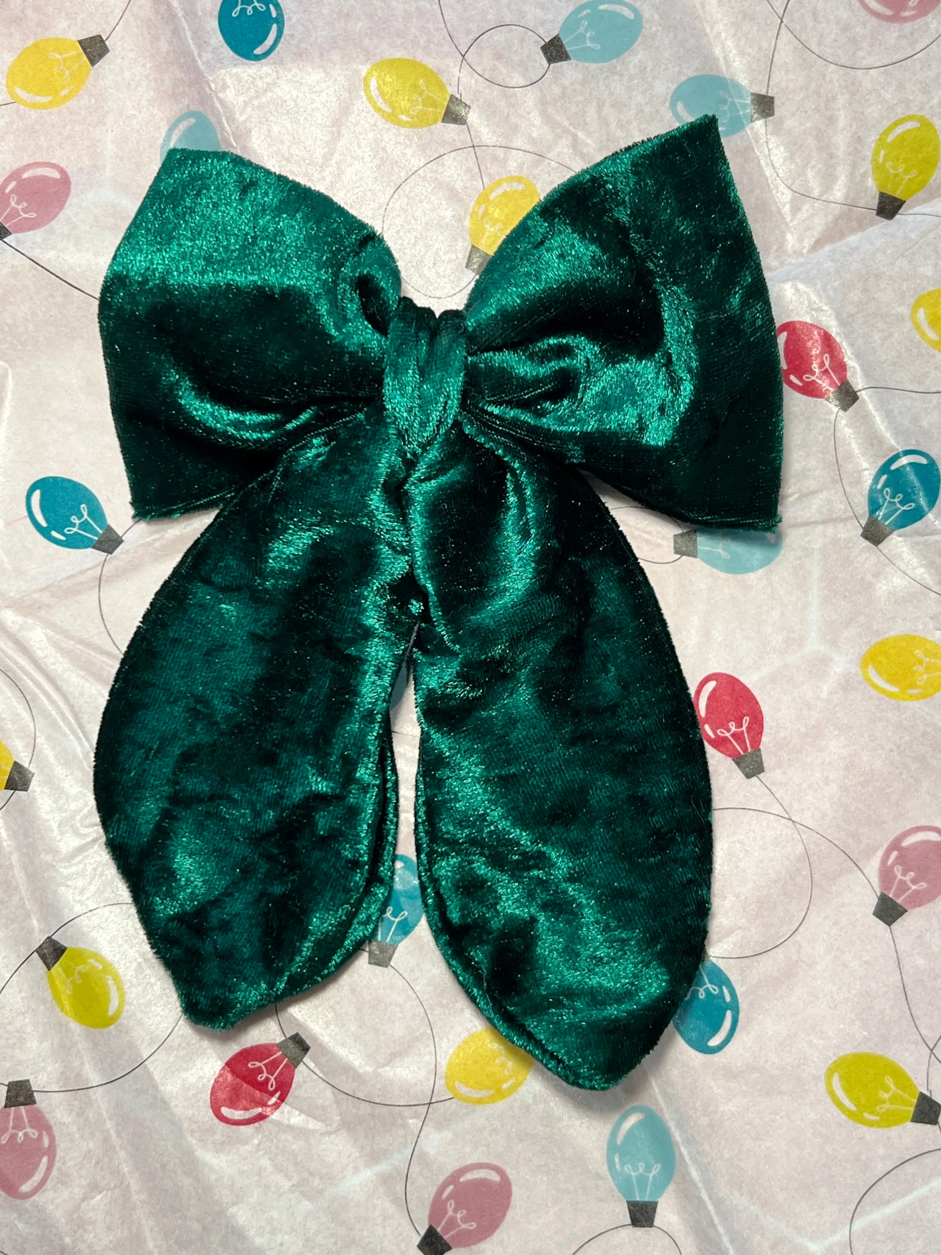 Green Velvet Hair Bow