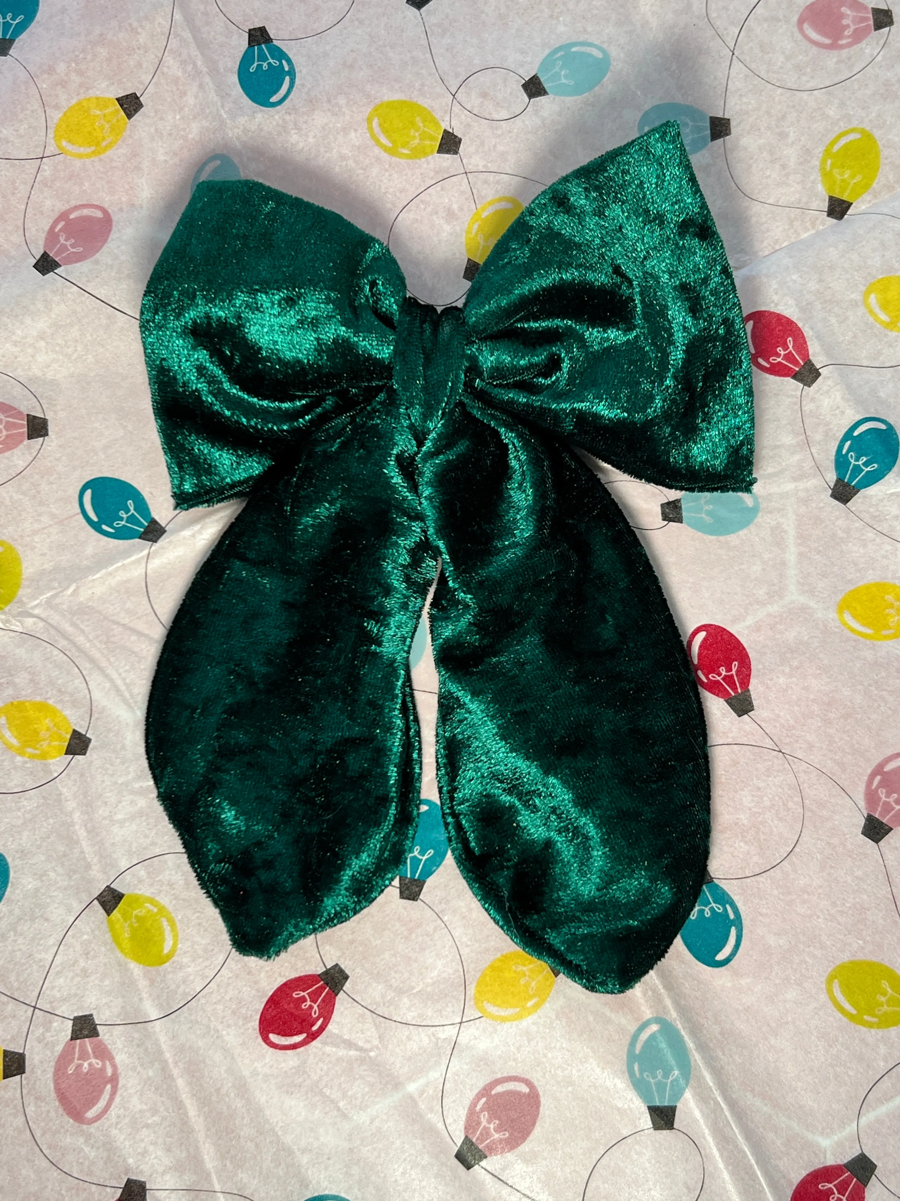 Green Velvet Hair Bow