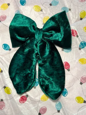 Green Velvet Hair Bow