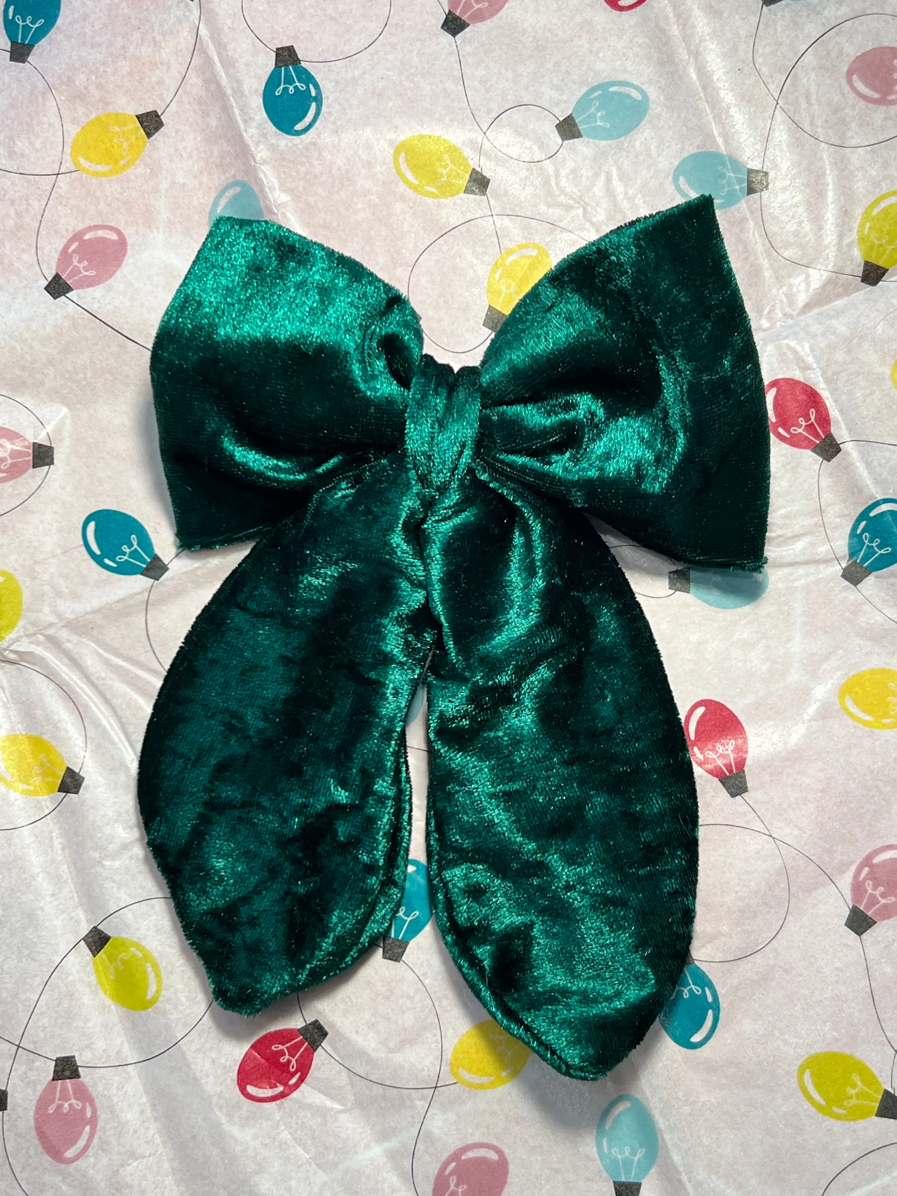Green Velvet Hair Bow