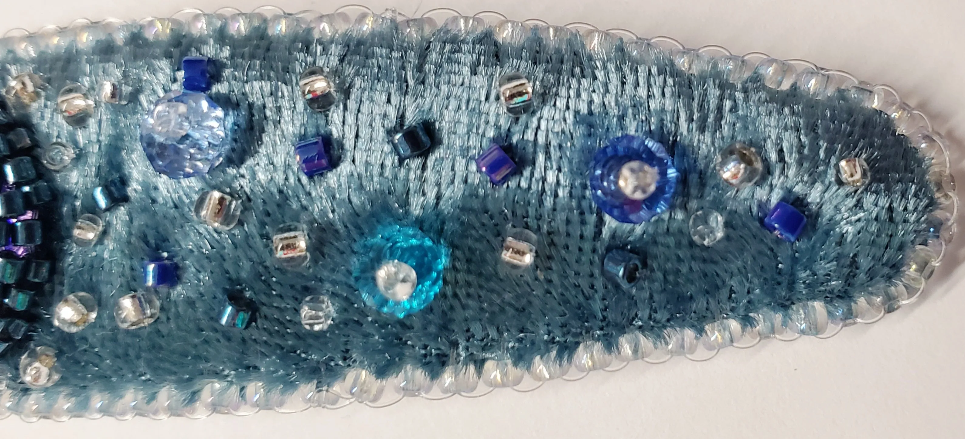 Hair Clip - Purple velvet with crystal embroidery (3418)