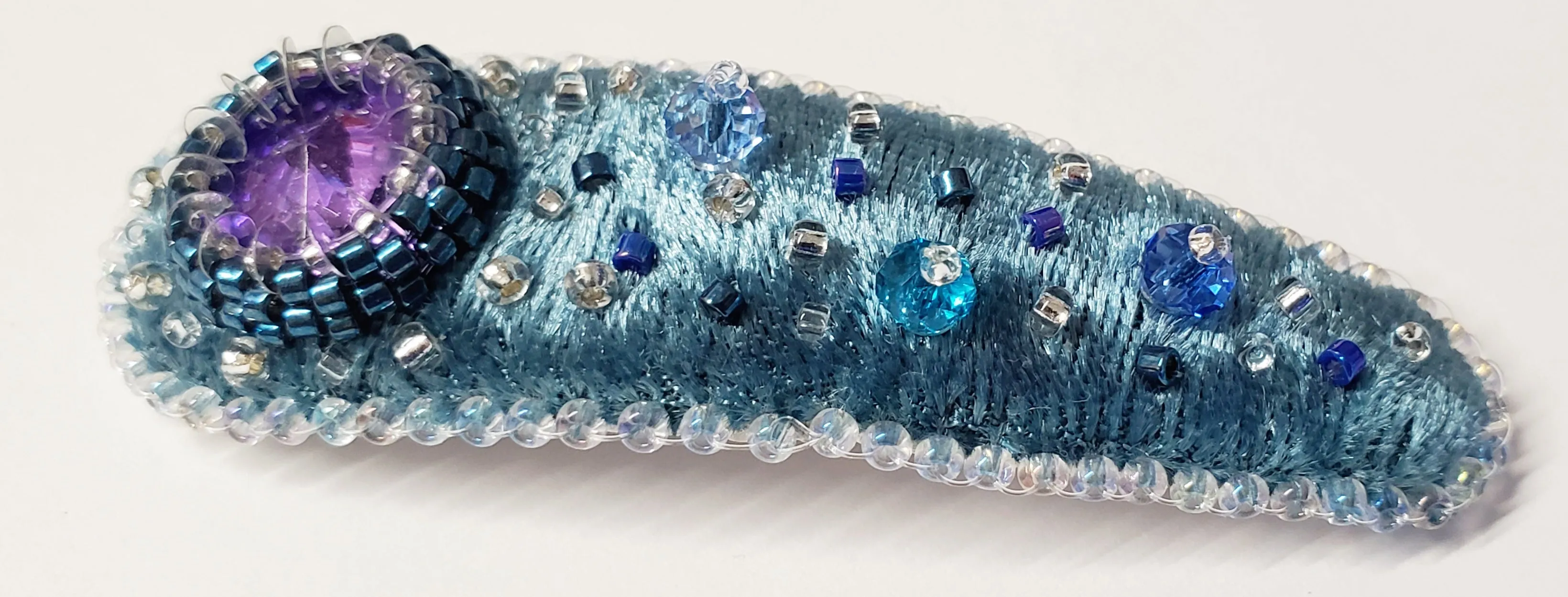 Hair Clip - Purple velvet with crystal embroidery (3418)