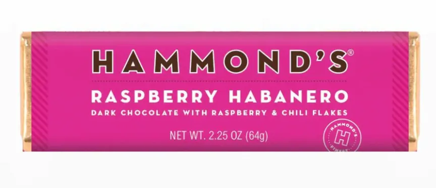 Hammond's Raspberry Habanero Dark Chocolate with Raspberry & Chili Flakes