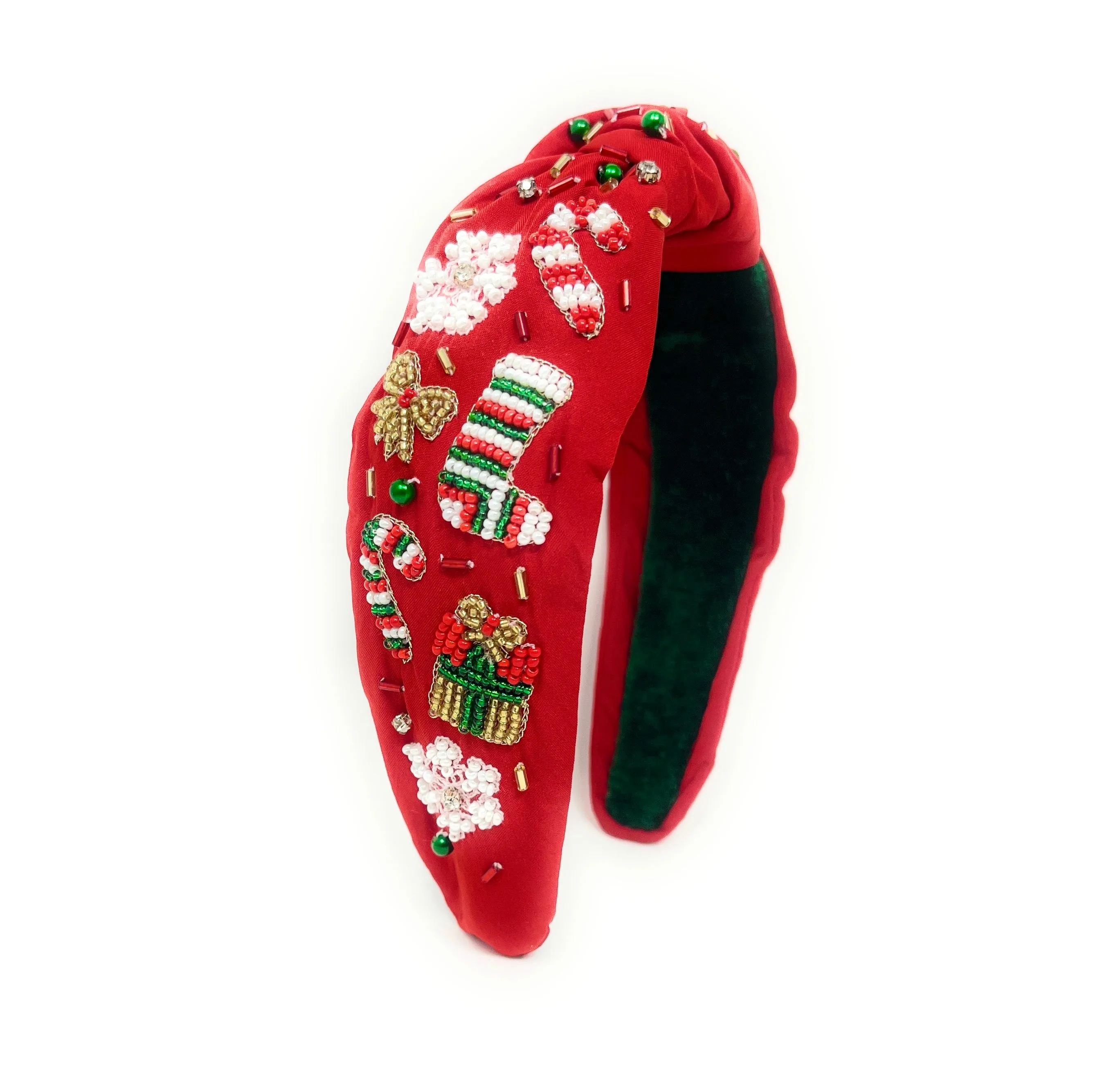 Hand Beaded Candy Cane Knot Headband