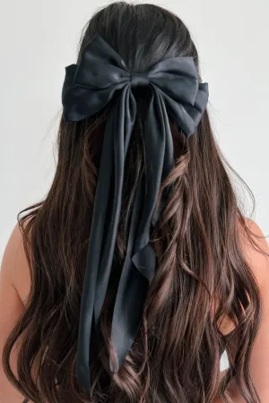 Hello Lovely Barrette Hair Bow (Black)