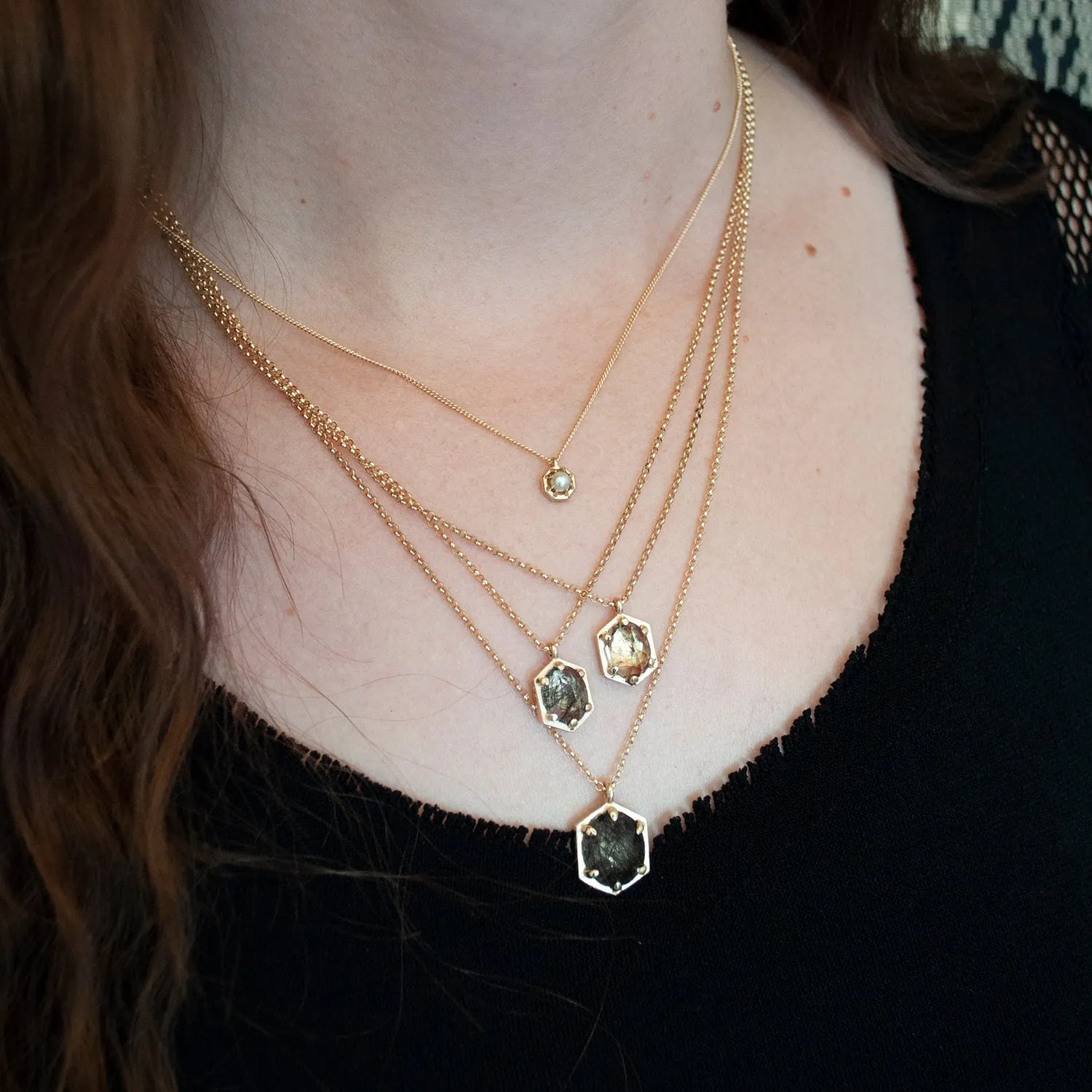 Hexagon Champagne Necklace