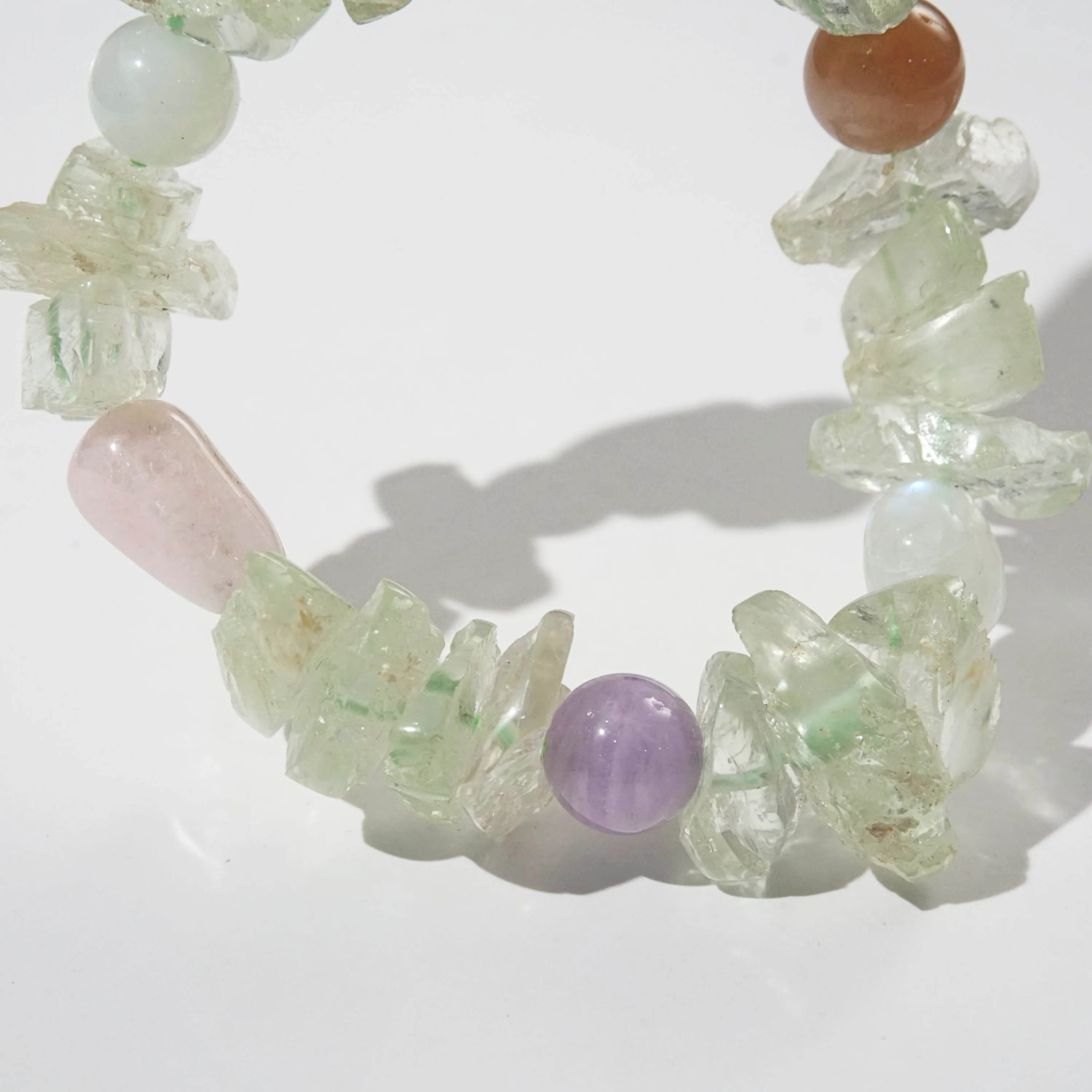 Hiddenite Nuggets with Amethyst, Moonstone, and Beryl