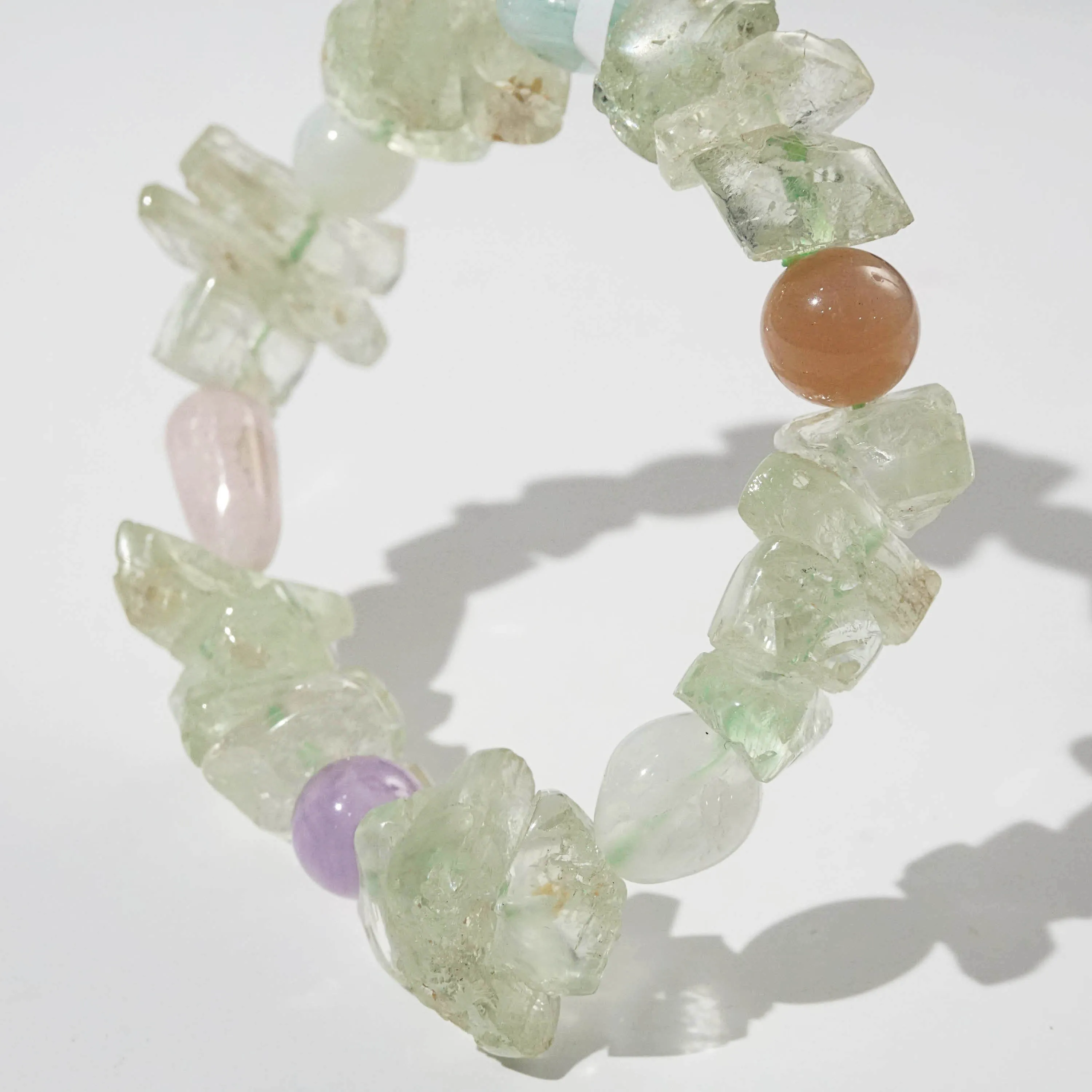 Hiddenite Nuggets with Amethyst, Moonstone, and Beryl