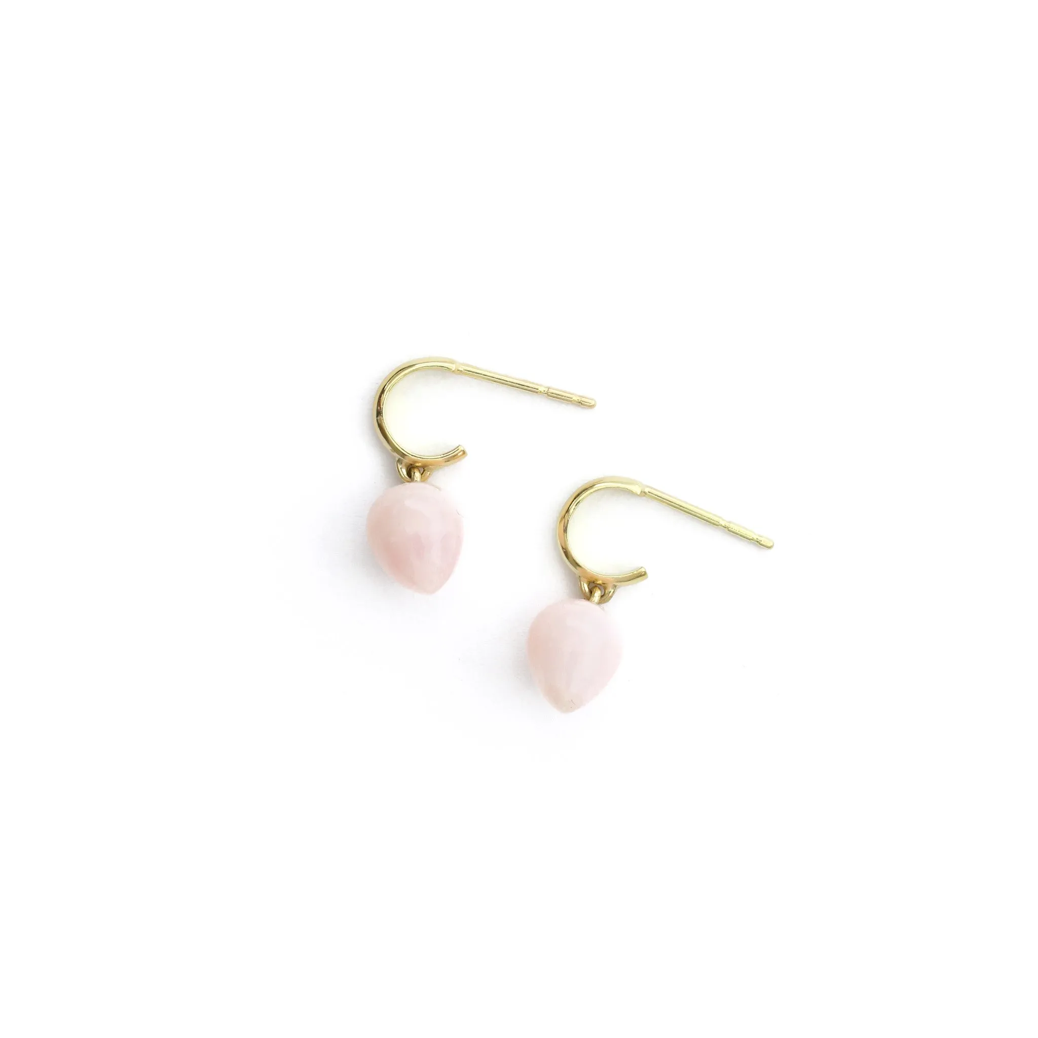 Huggie Hoops - Pink Opal Drops