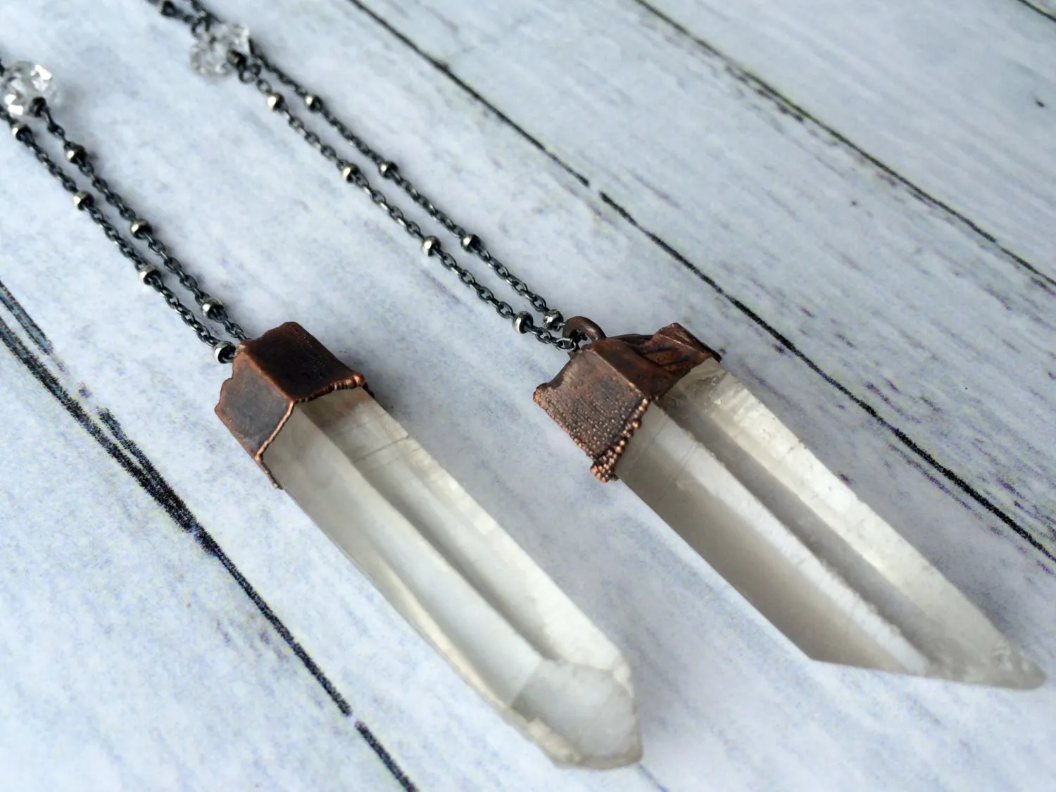 Large crystal sterling silver necklace | Large crystal necklace