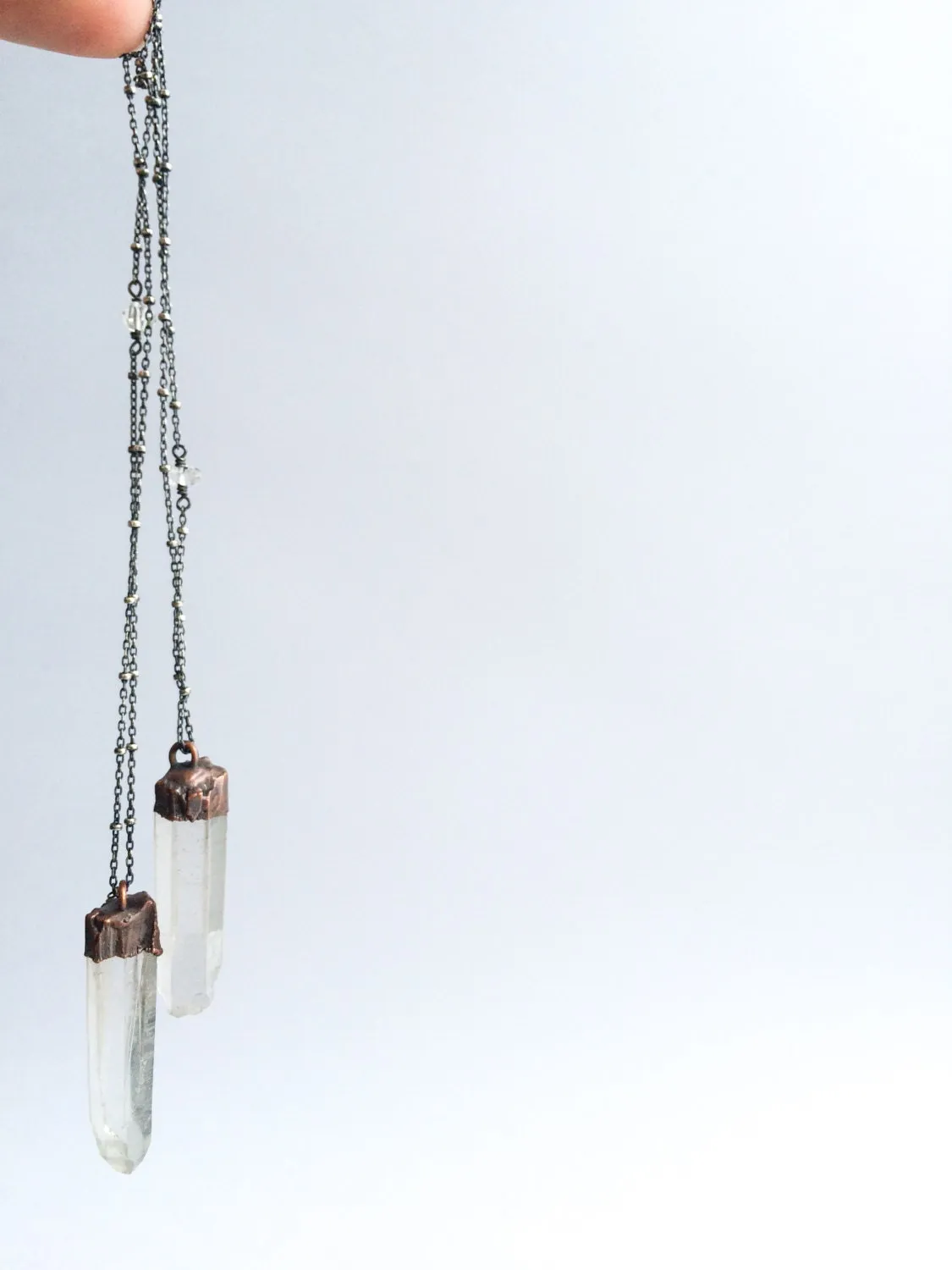 Large crystal sterling silver necklace | Large crystal necklace
