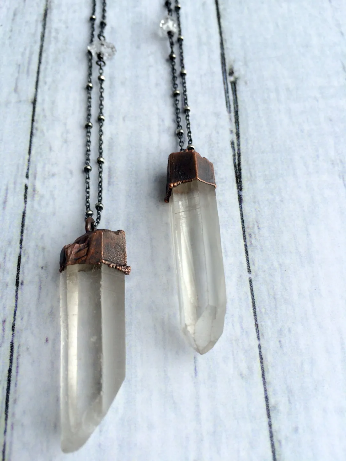 Large crystal sterling silver necklace | Large crystal necklace
