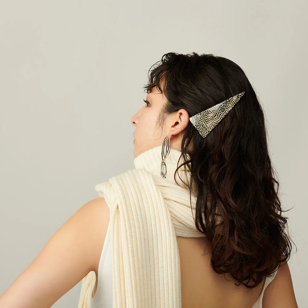 Large Geometric Pattern Triangle Barrette
