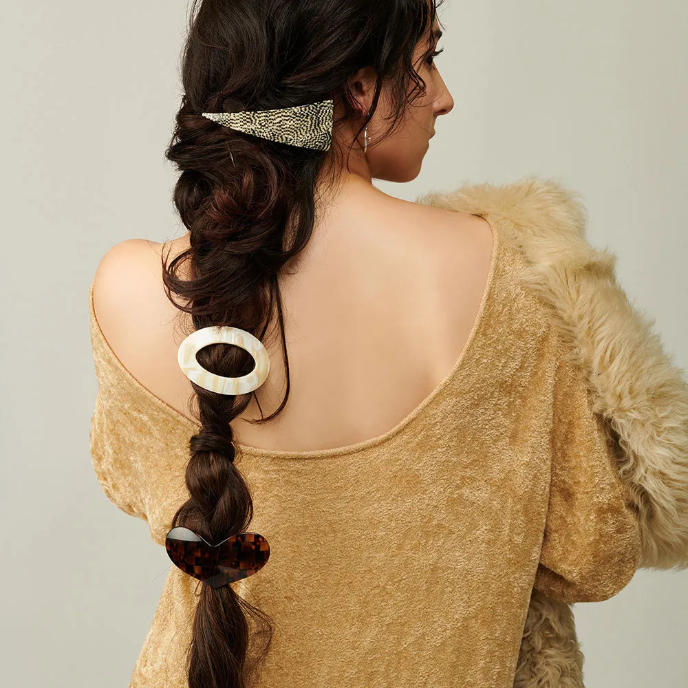 Large Geometric Pattern Triangle Barrette