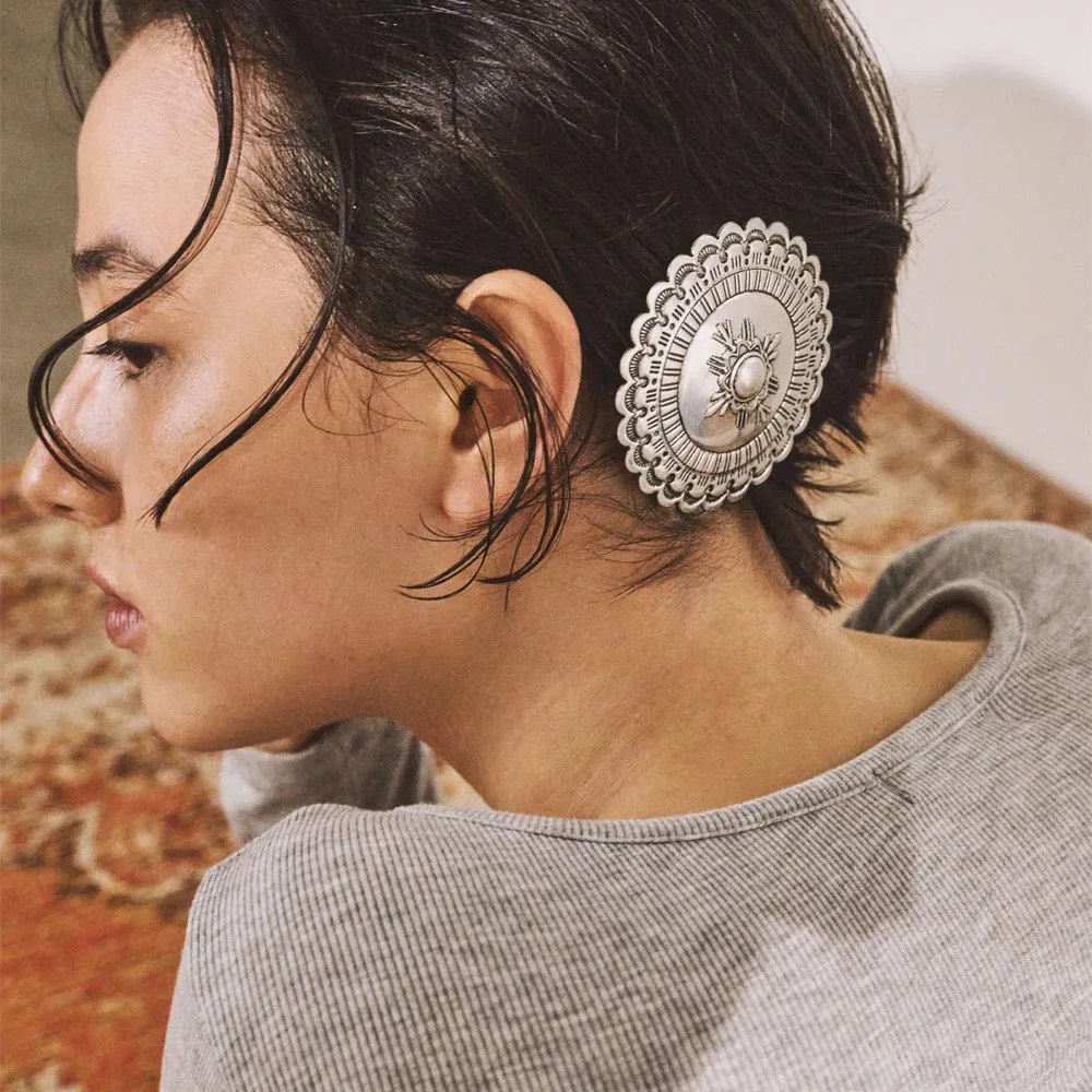 Large Ruffle Concho Hair Barrette