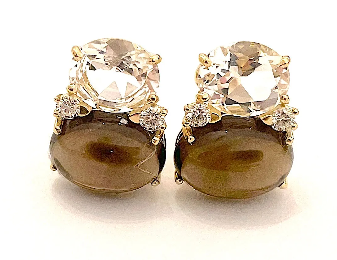 Medium 18kt White Gold GUM DROP™ Ring with Morganite and Rose De France Amethyst and Diamonds