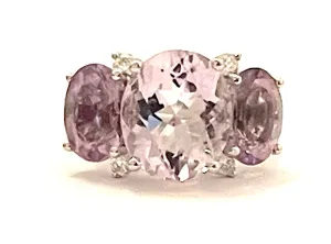 Medium 18kt White Gold GUM DROP™ Ring with Morganite and Rose De France Amethyst and Diamonds