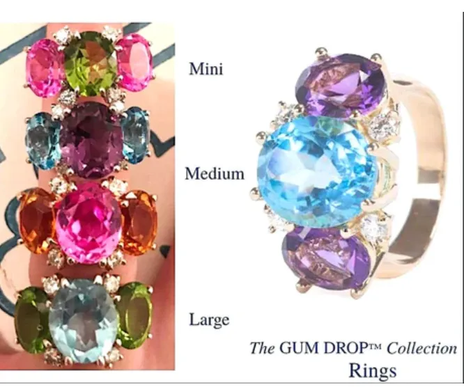 Medium 18kt White Gold GUM DROP™ Ring with Morganite and Rose De France Amethyst and Diamonds