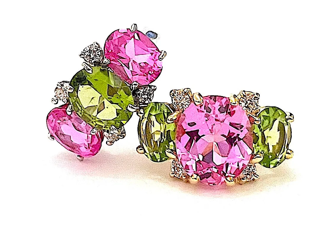 Medium 18kt White Gold GUM DROP™ Ring with Morganite and Rose De France Amethyst and Diamonds