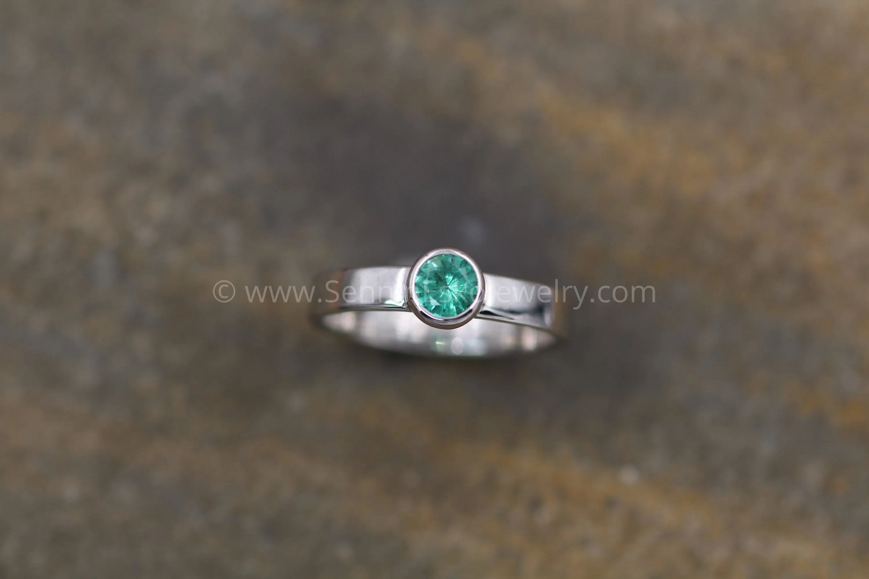 Medium weight Platinum setting - Depicted with an Emerald (Setting Only, Center Stone Sold Separately)