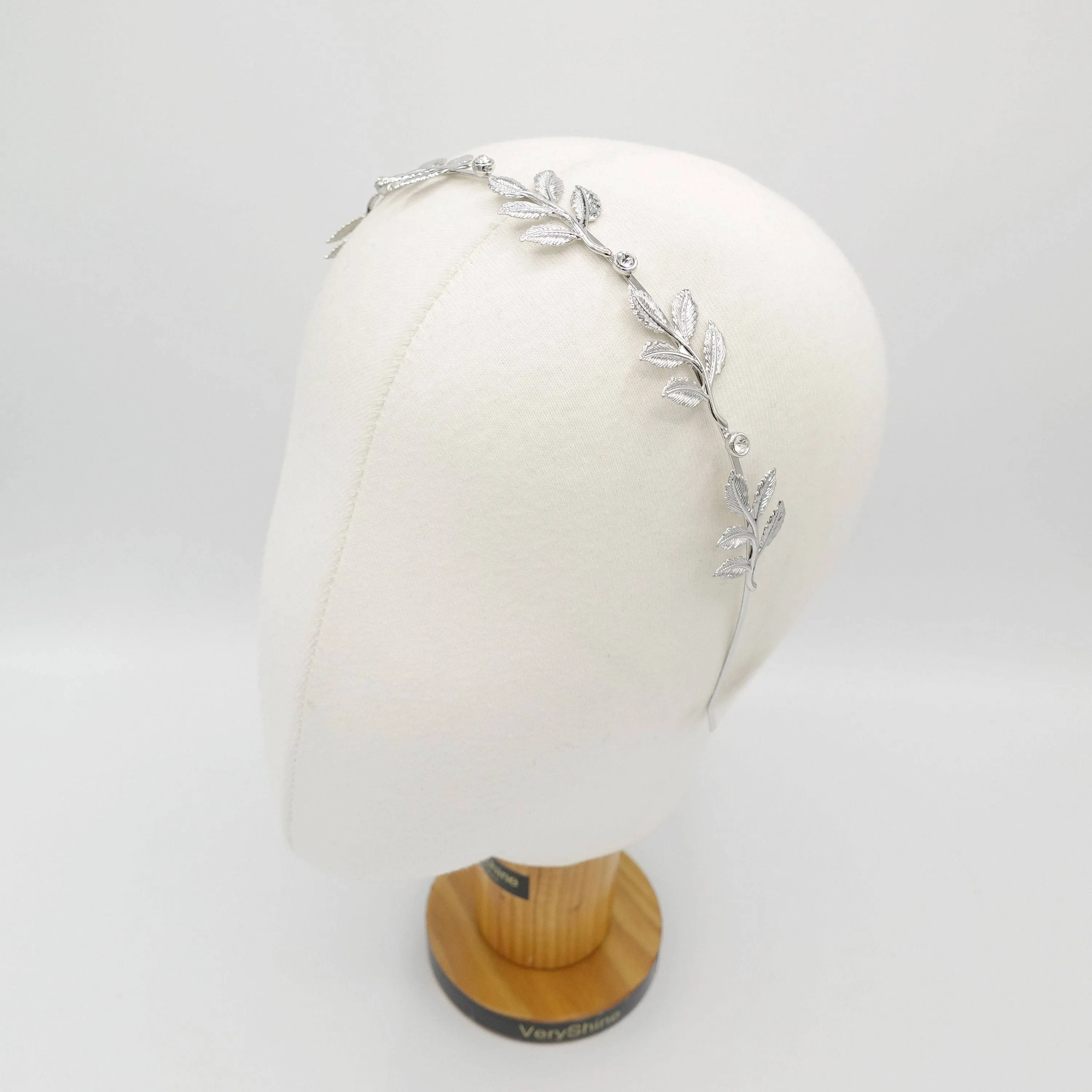 metal leaves branch headband thin bridal hair accessory