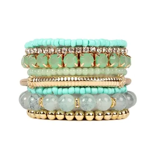 Mint Beaded Stretch Bracelet