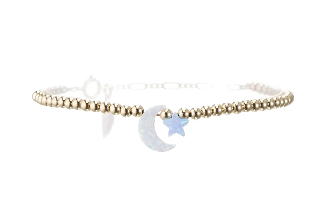 MOON (white)   STAR Opal ANKLET