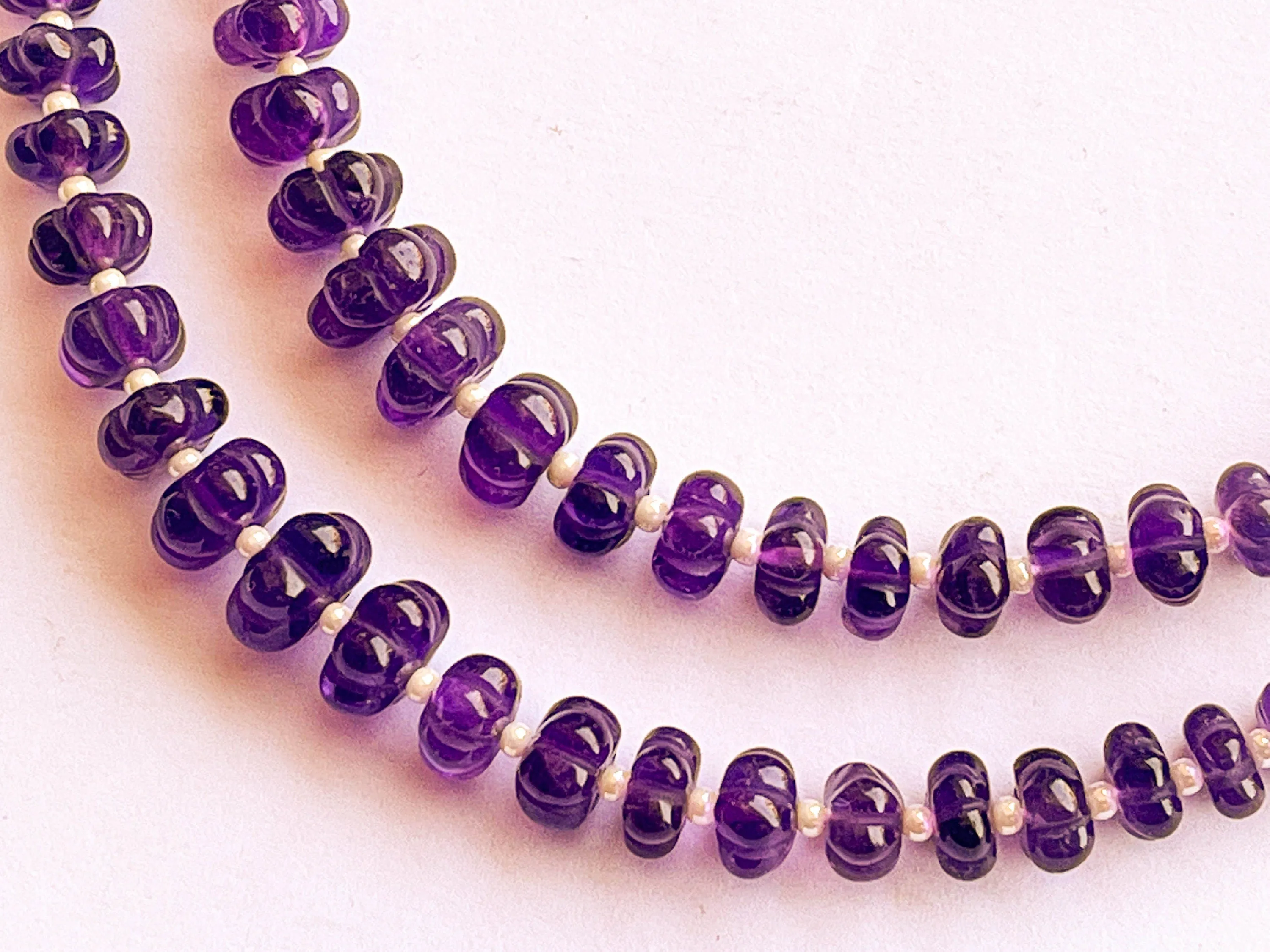 Natural Amethyst Carved Melons beads
