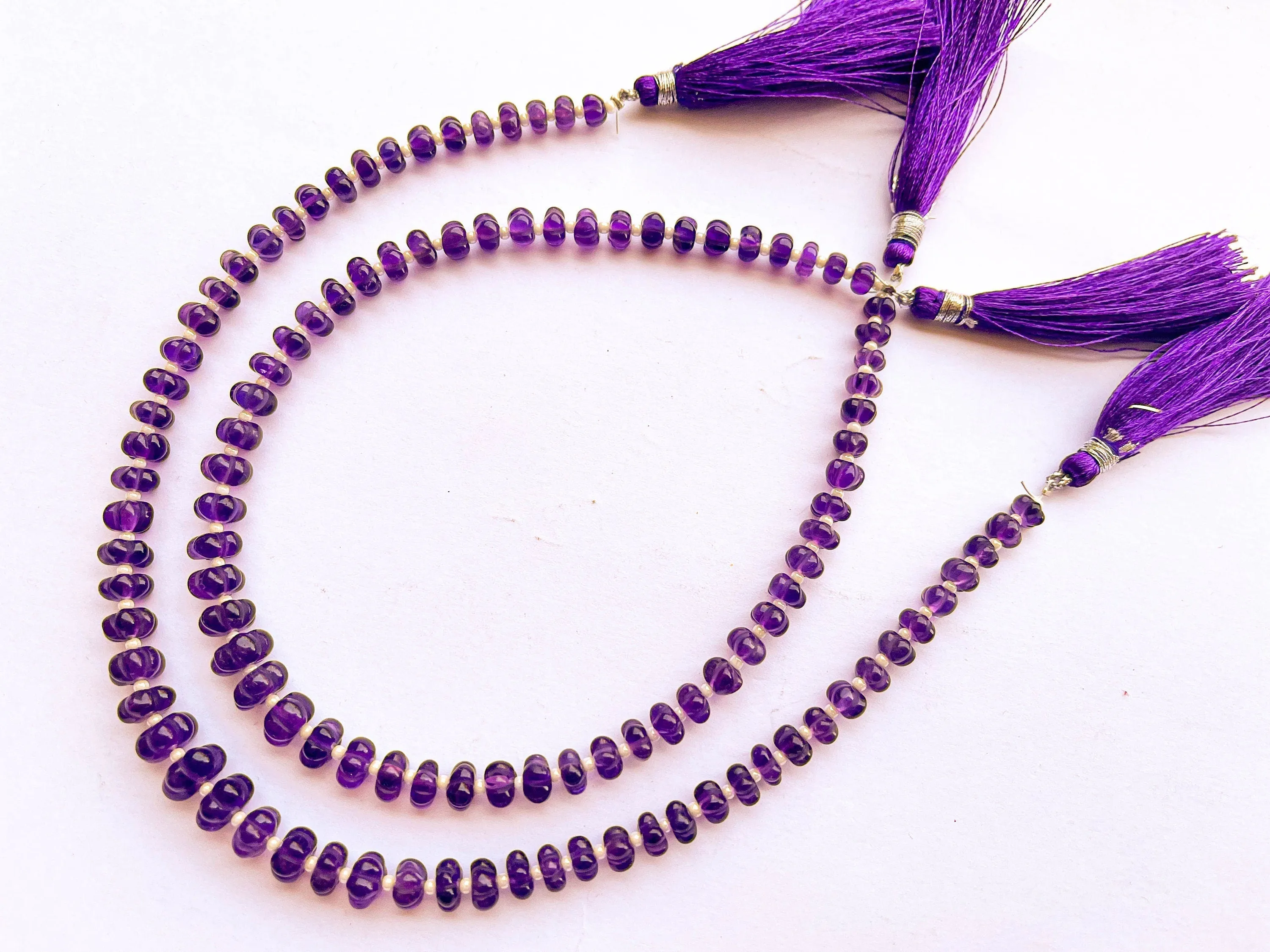 Natural Amethyst Carved Melons beads