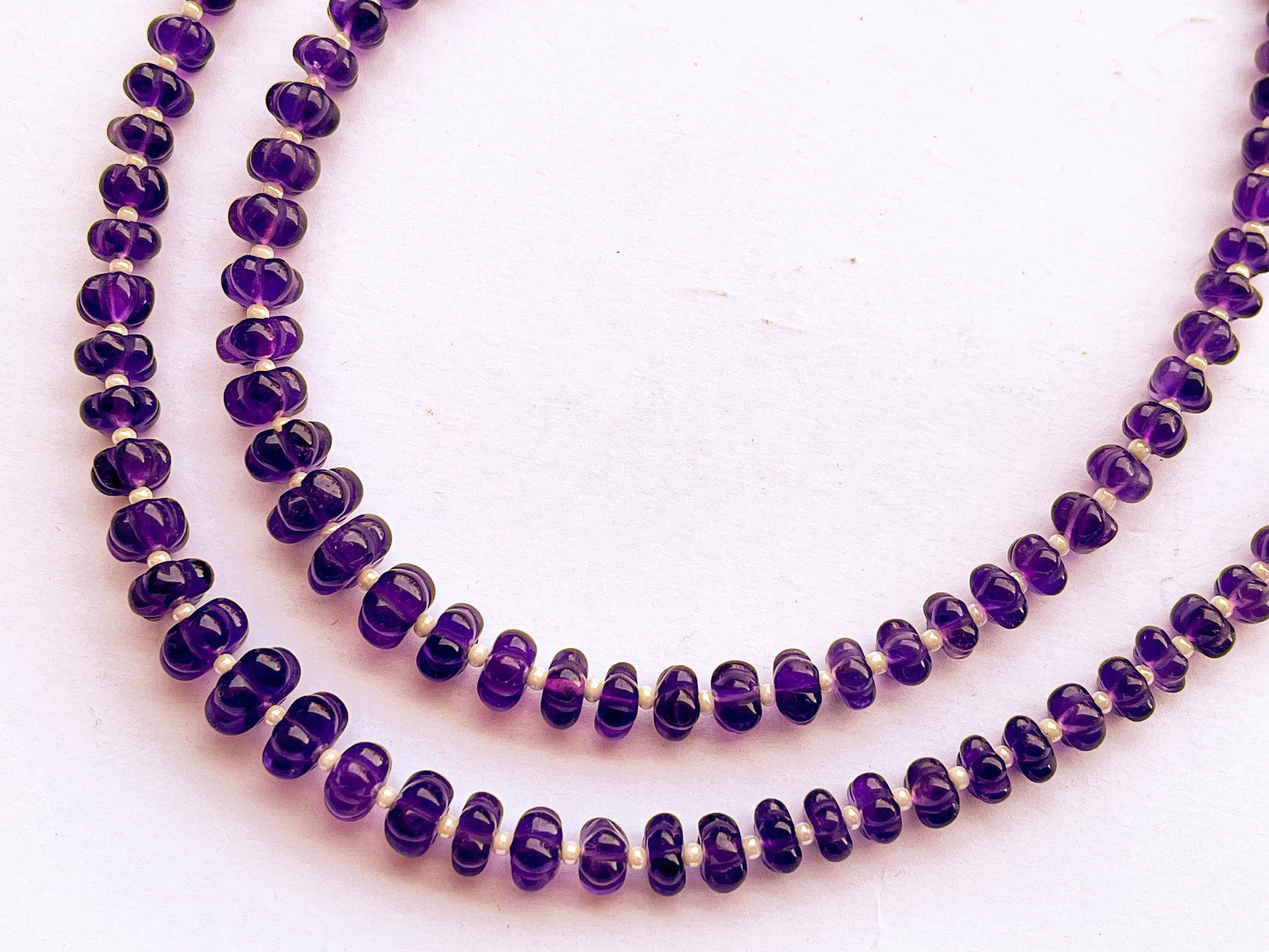 Natural Amethyst Carved Melons beads