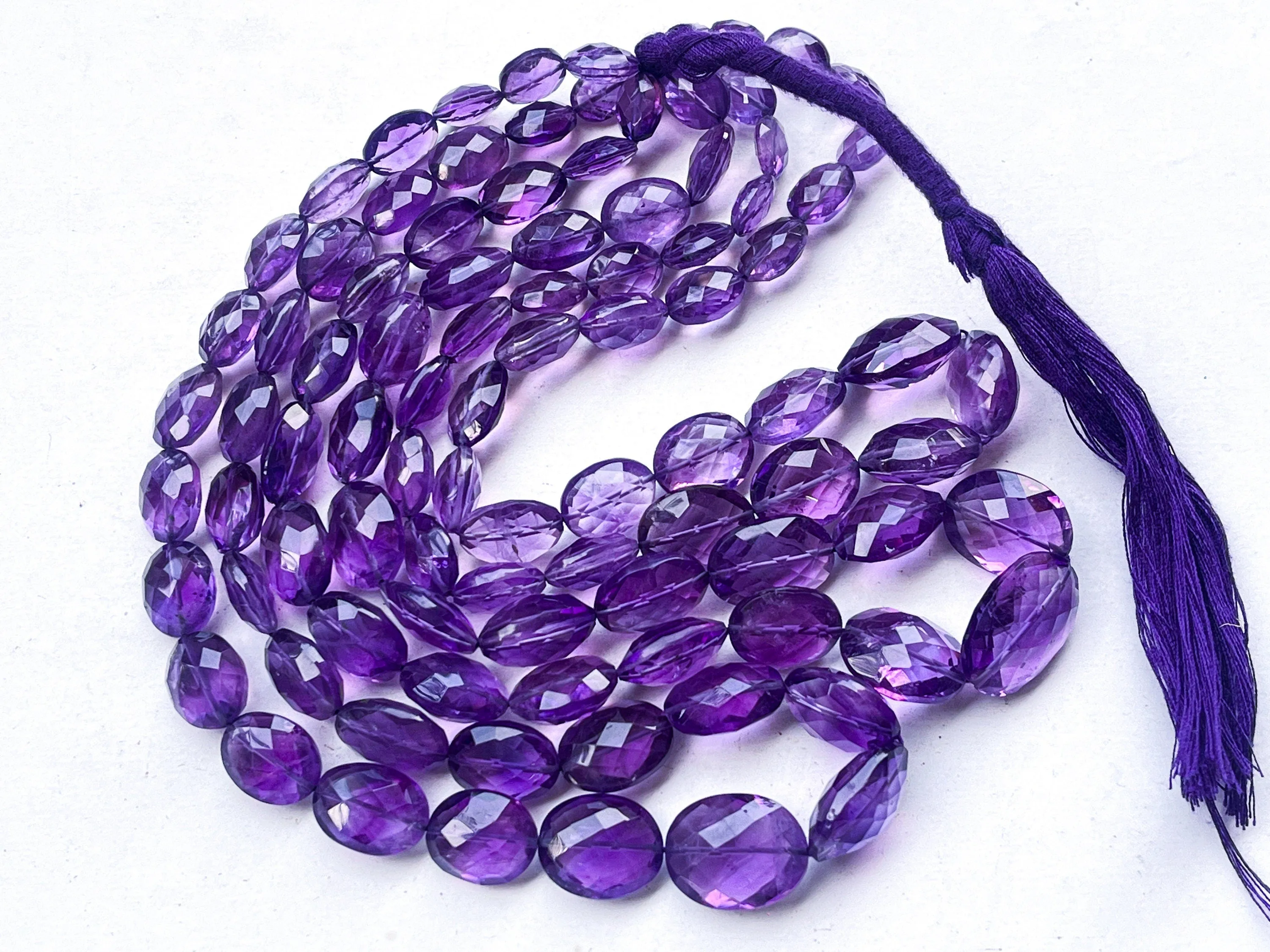 Natural Amethyst faceted oval shape beads