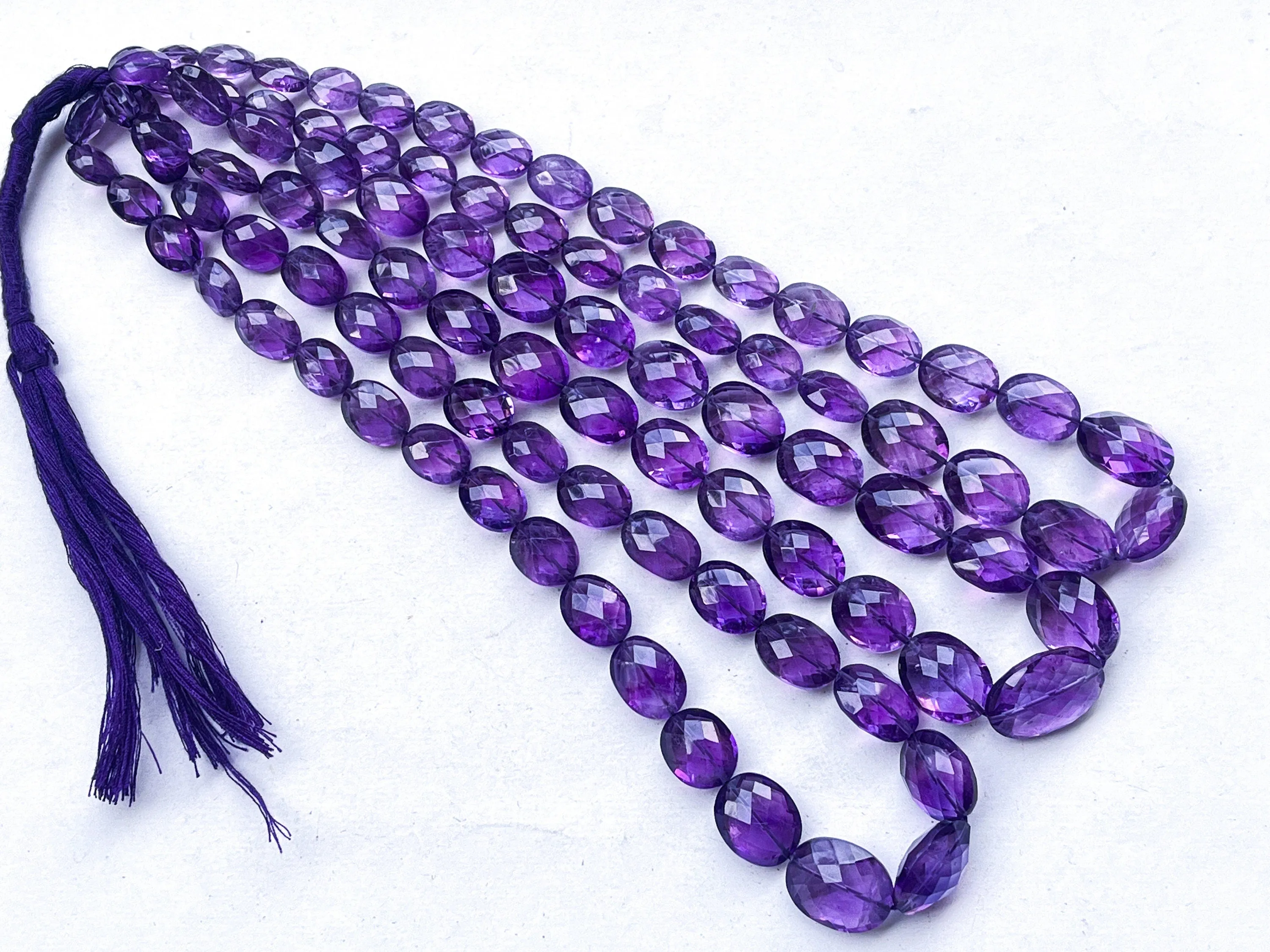 Natural Amethyst faceted oval shape beads