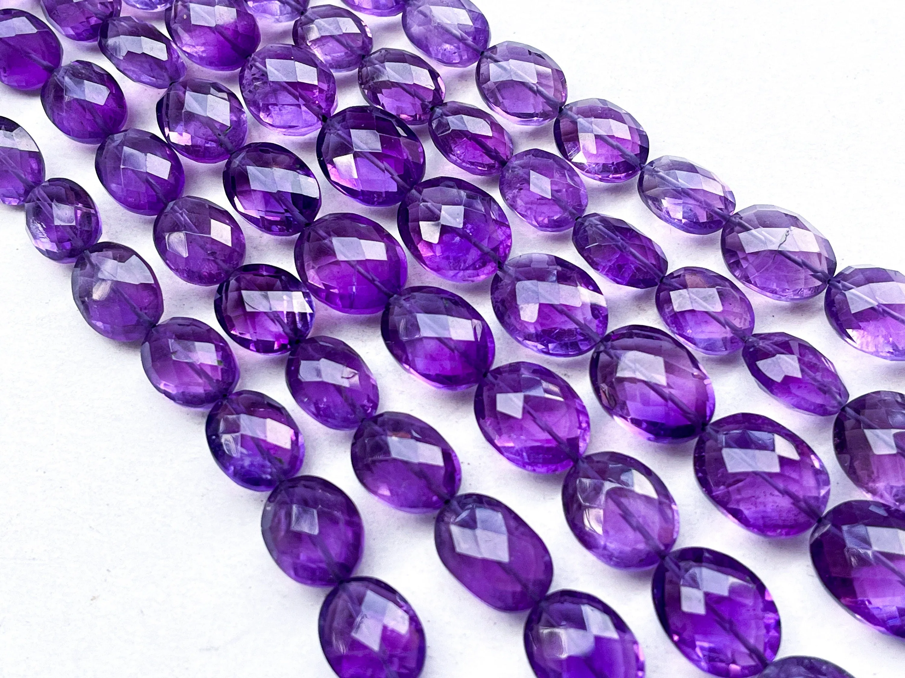 Natural Amethyst faceted oval shape beads