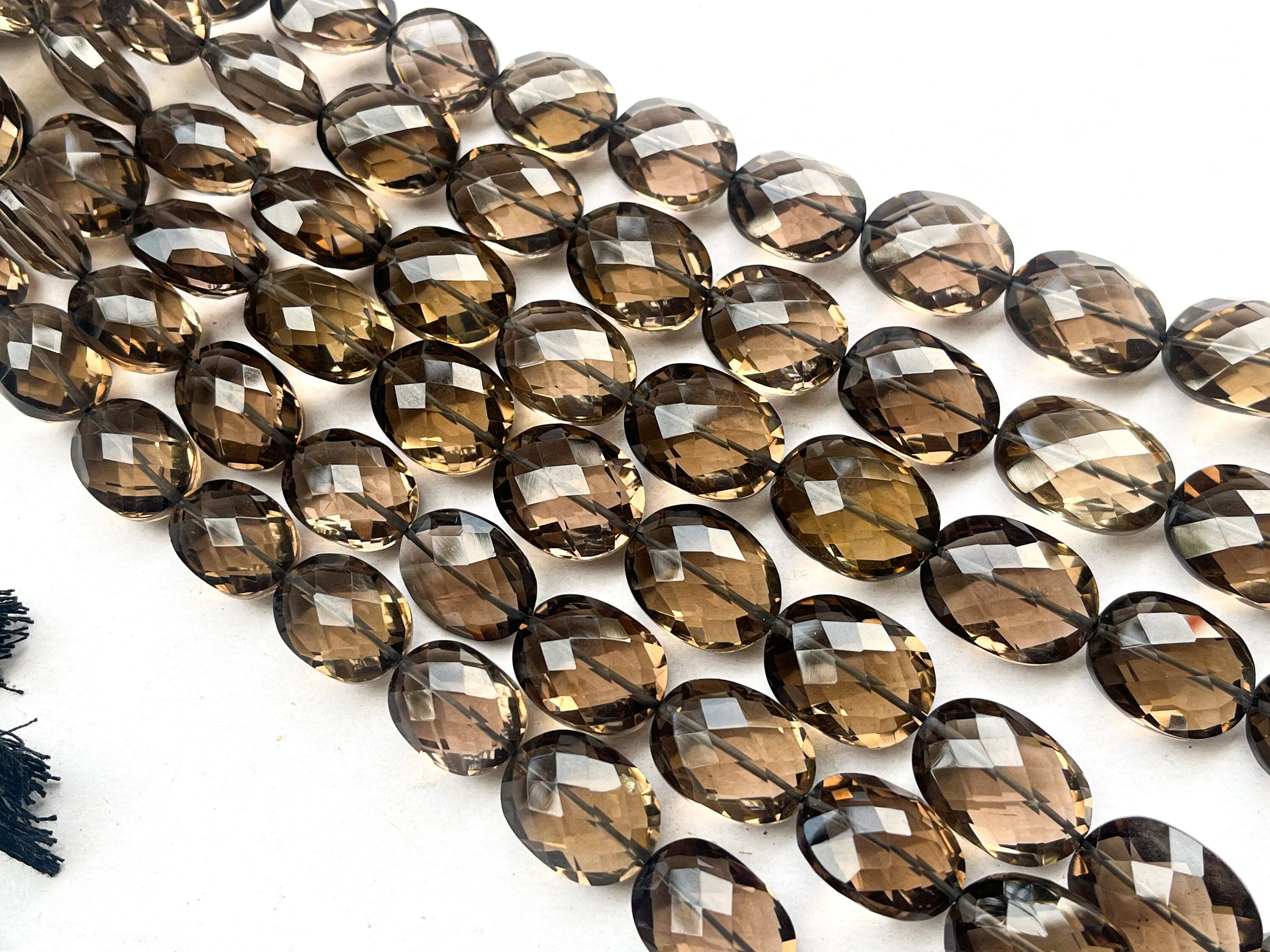 Natural Smoky Quartz faceted oval shape beads