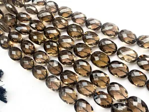 Natural Smoky Quartz faceted oval shape beads