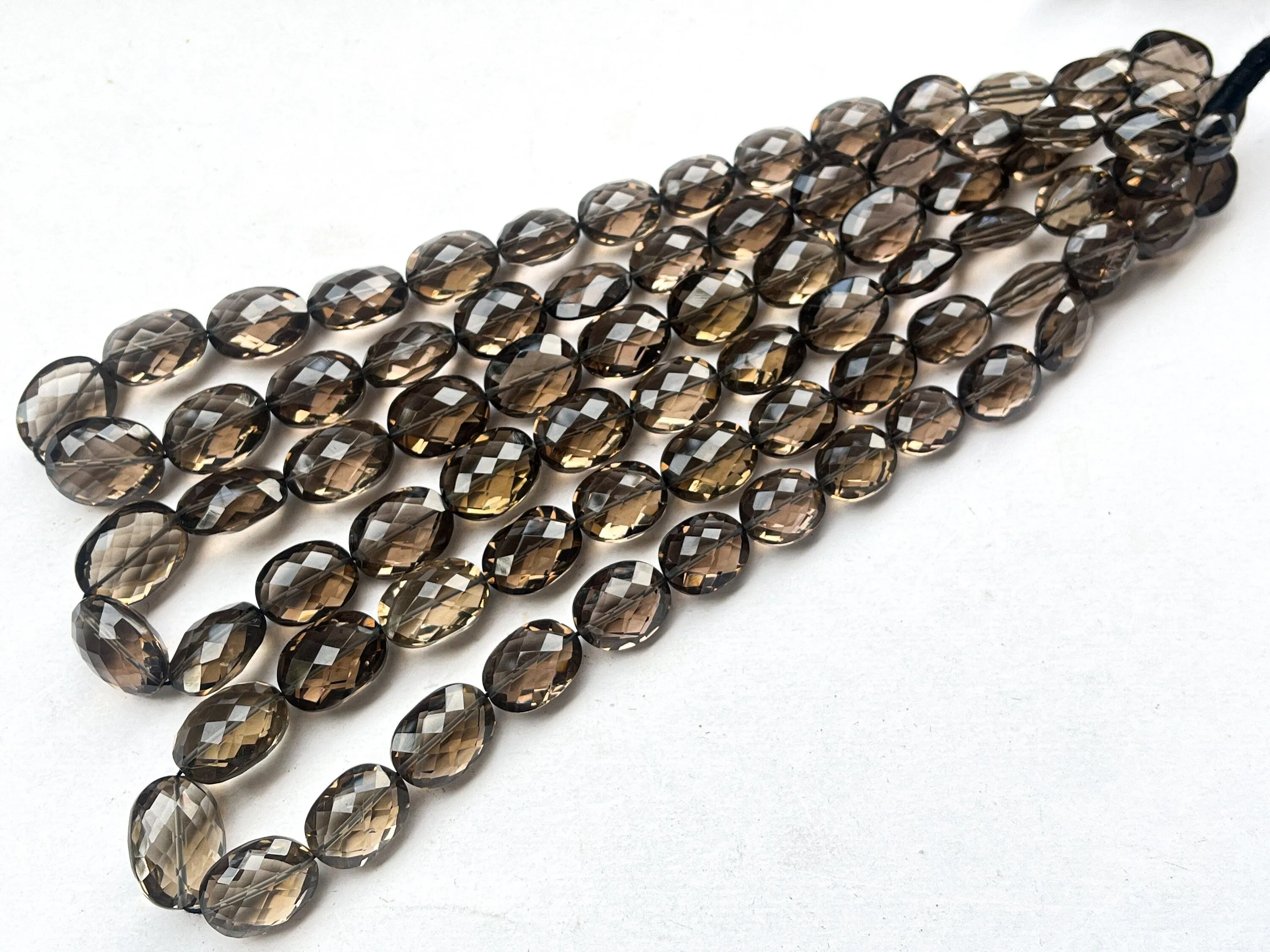 Natural Smoky Quartz faceted oval shape beads